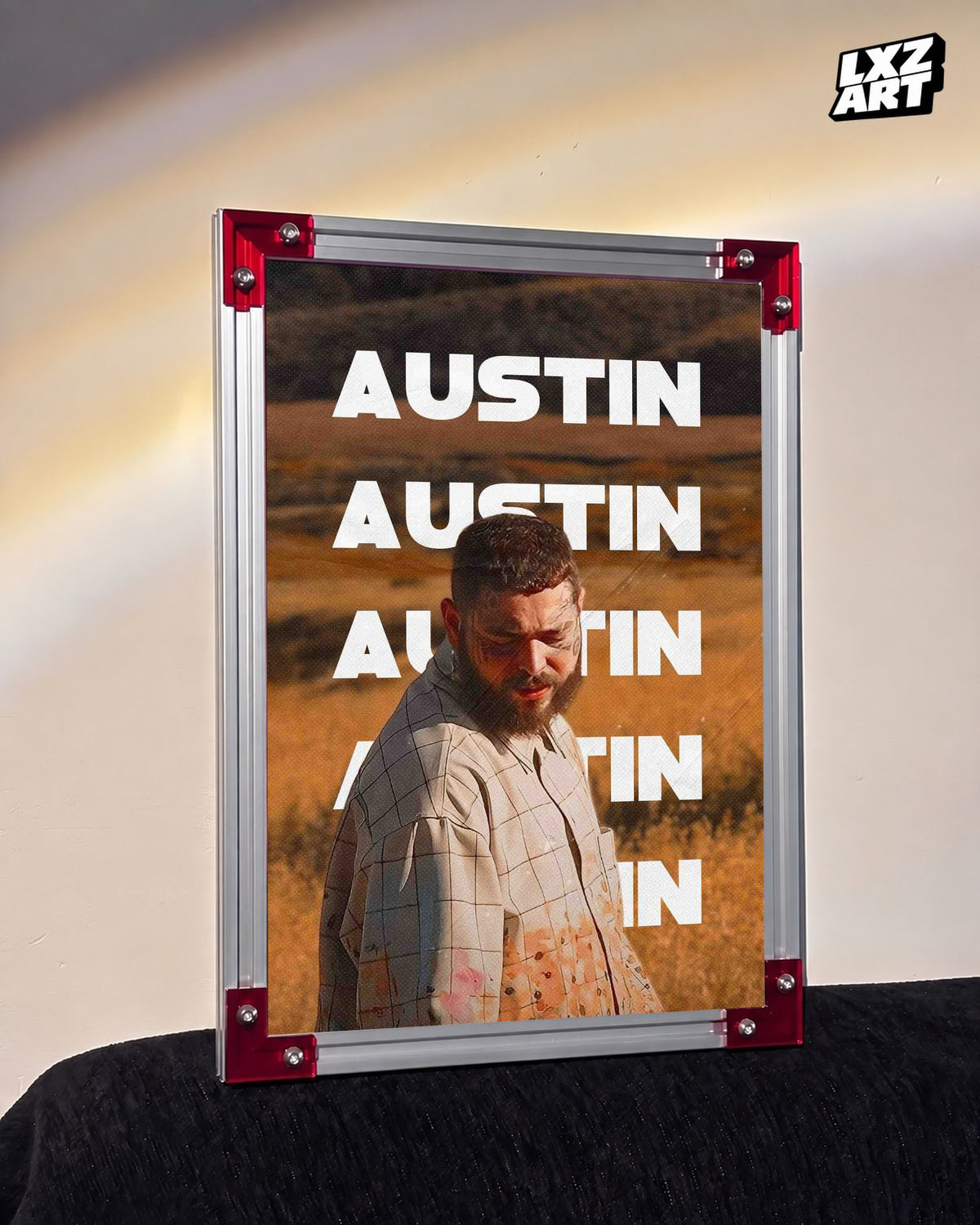 Post Malone Austin Repeated White Title Poster | Unframed Wall Art — LXZART display 3; frame not included