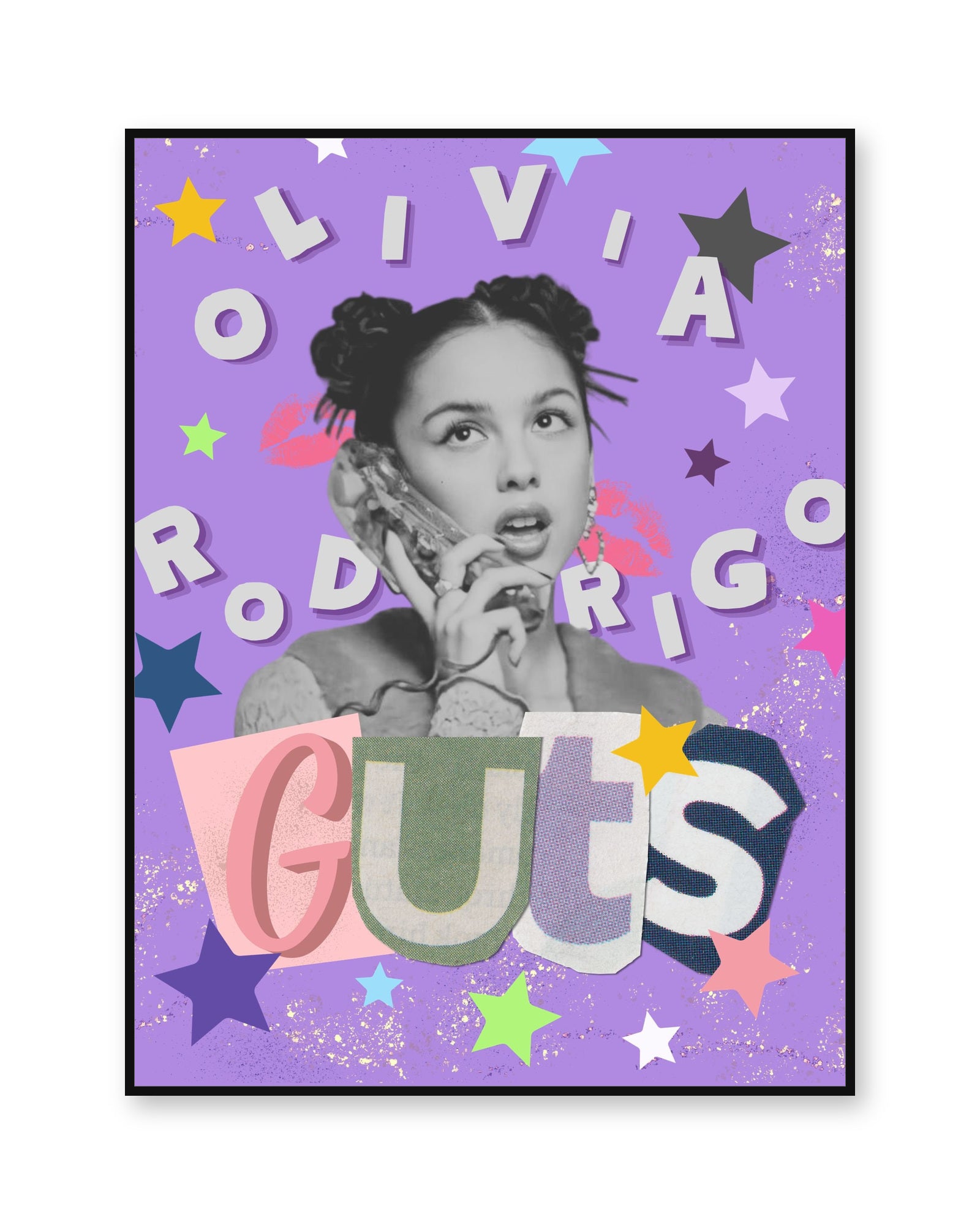 Olivia Rodrigo GUTS Pop Collage Album Poster | Unframed Wall Art - white background product image