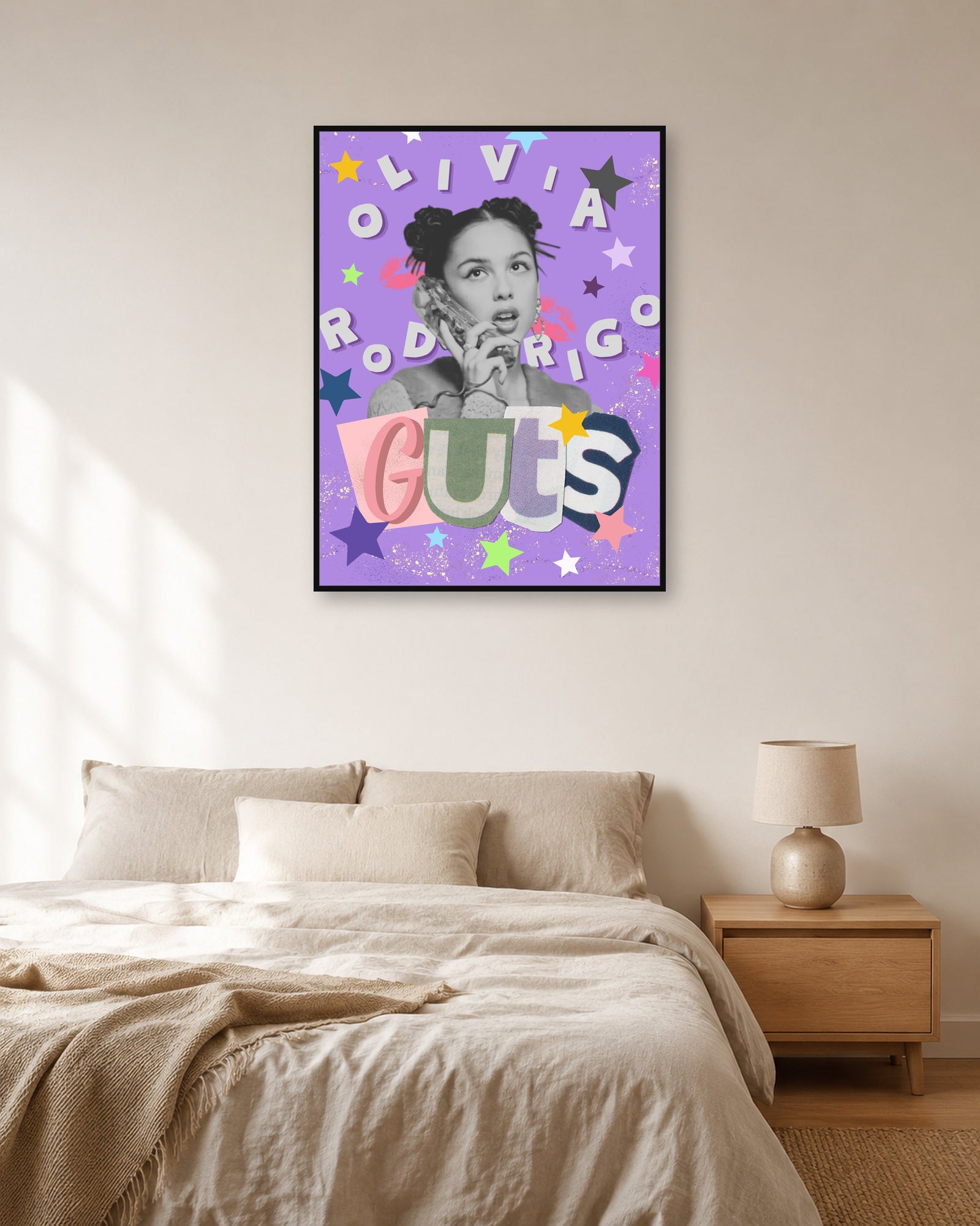 Olivia Rodrigo GUTS Pop Collage Album Poster | Unframed Wall Art - bedroom mockup