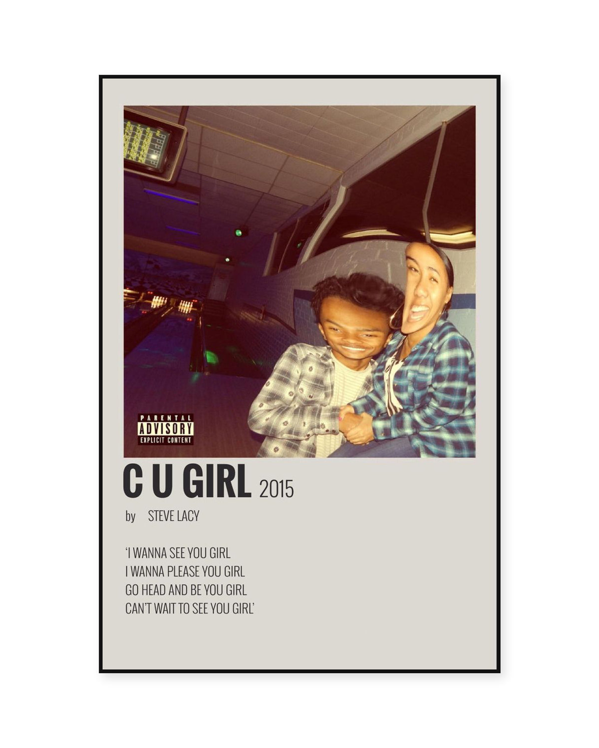 Steve Lacy C U Girl Cream Photo poster — front view in a thin black display frame