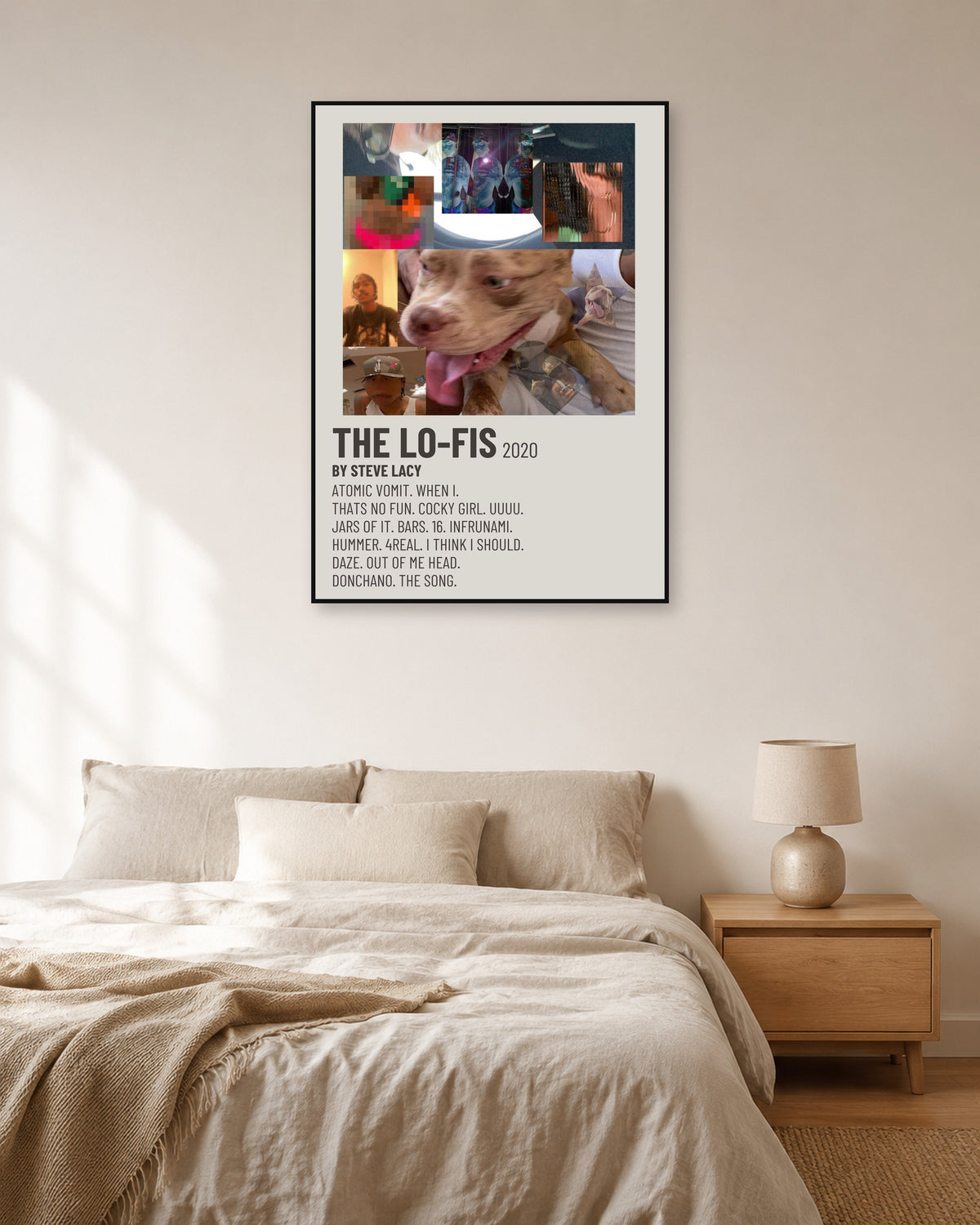 Steve Lacy The Lo-Fis Cream Tracklist poster — natural-light bedroom display