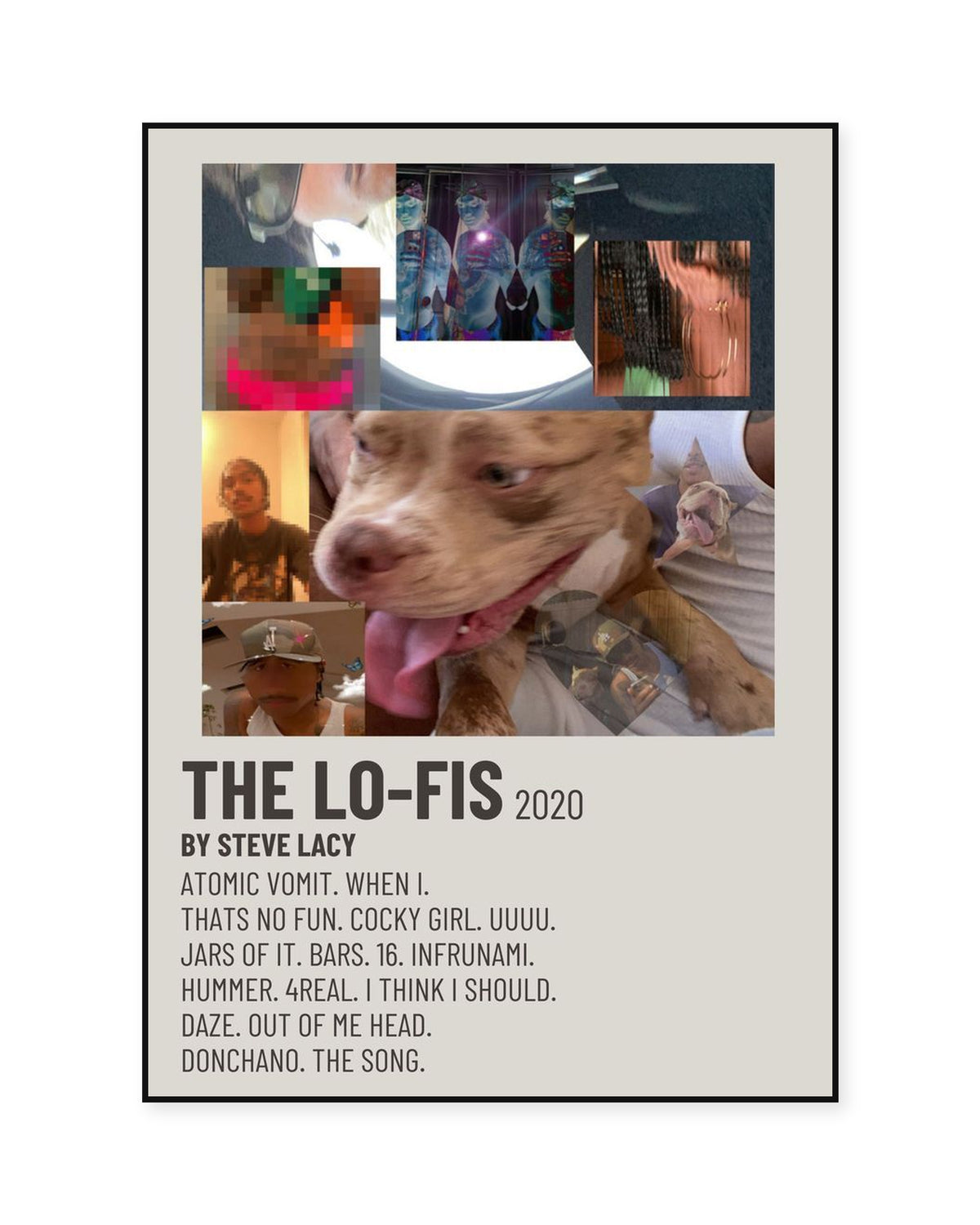 Steve Lacy The Lo-Fis Cream Tracklist poster — front view in a thin black display frame