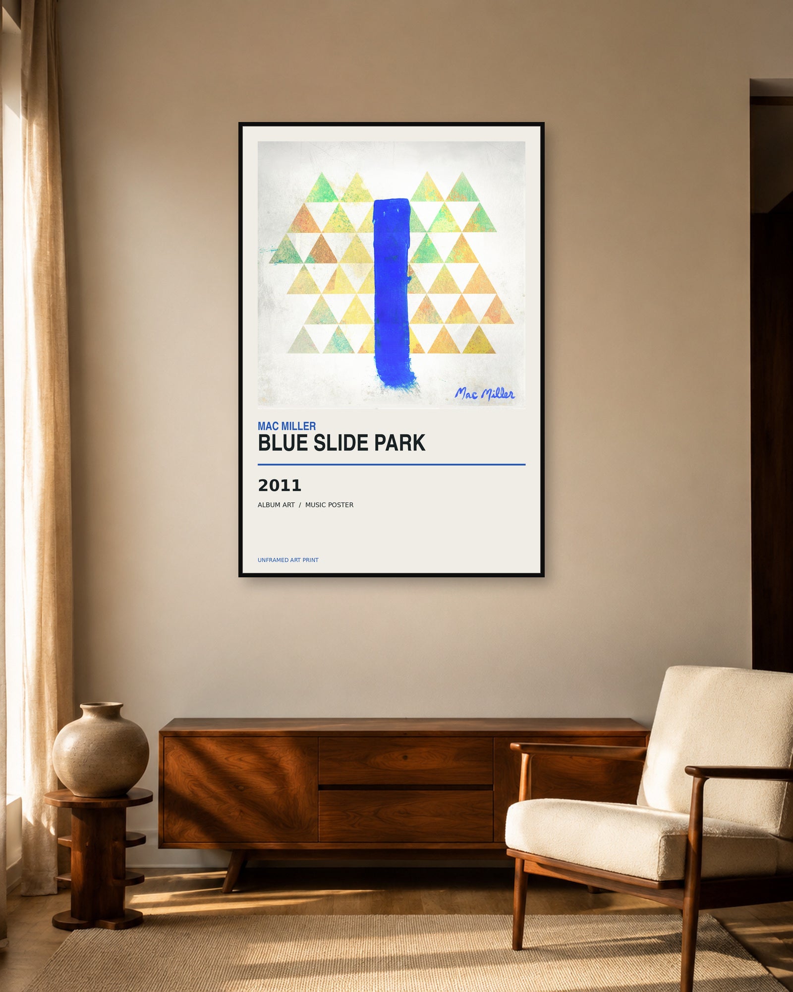 Blue Slide Park Mac Miller unframed album poster - living-room view