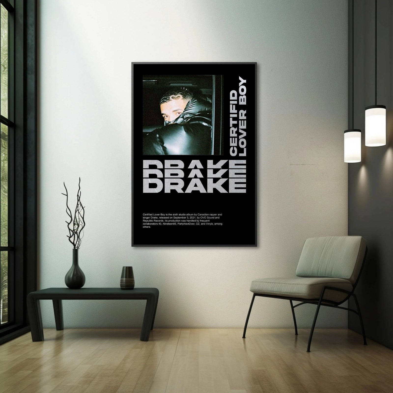 Drake Certified Lover Boy Black & White Type Art album cover poster print wall art decor