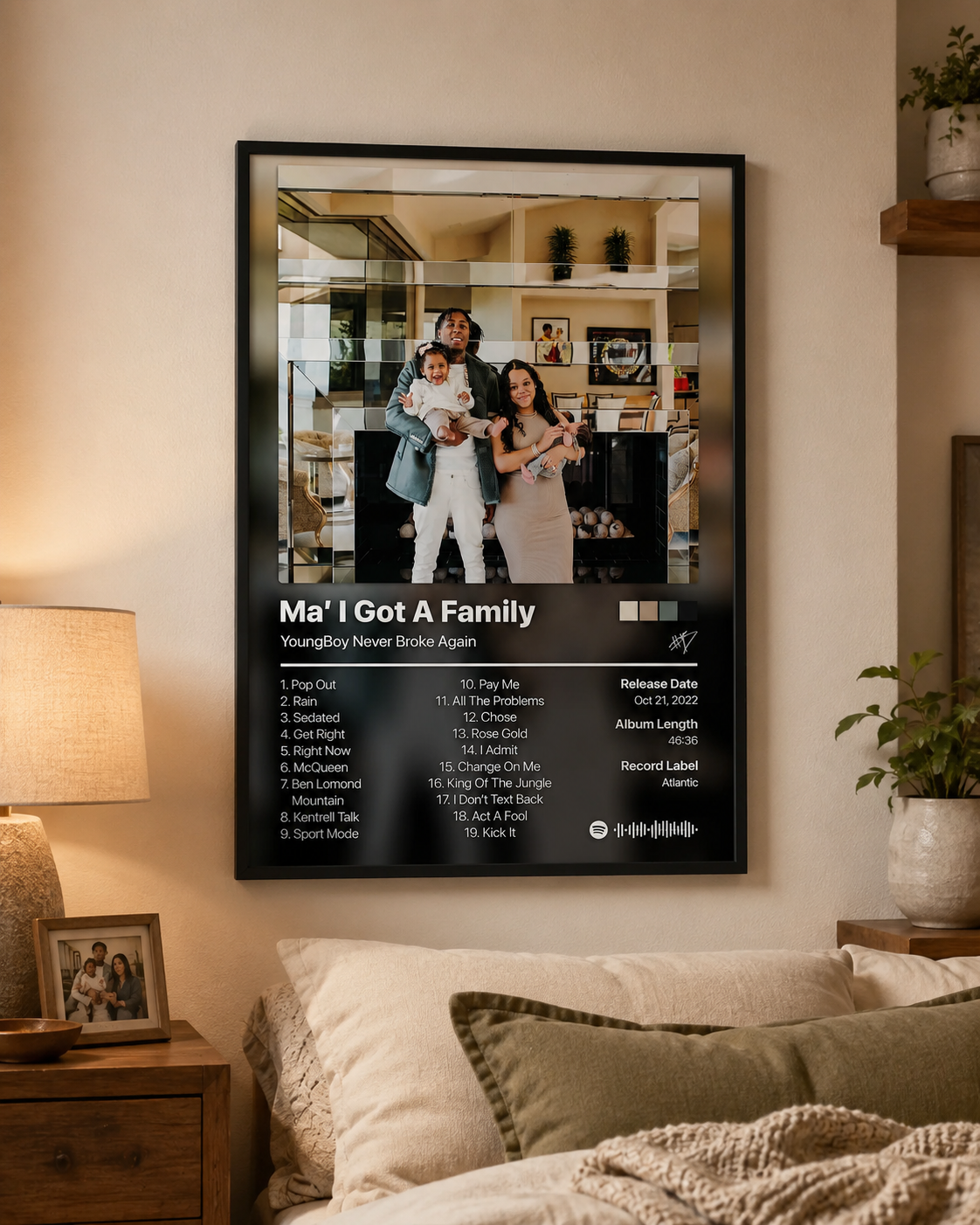 YoungBoy Never Broke Again Ma’ I Got A Family Tracklist | Unframed Bedroom album cover poster print wall art decor
