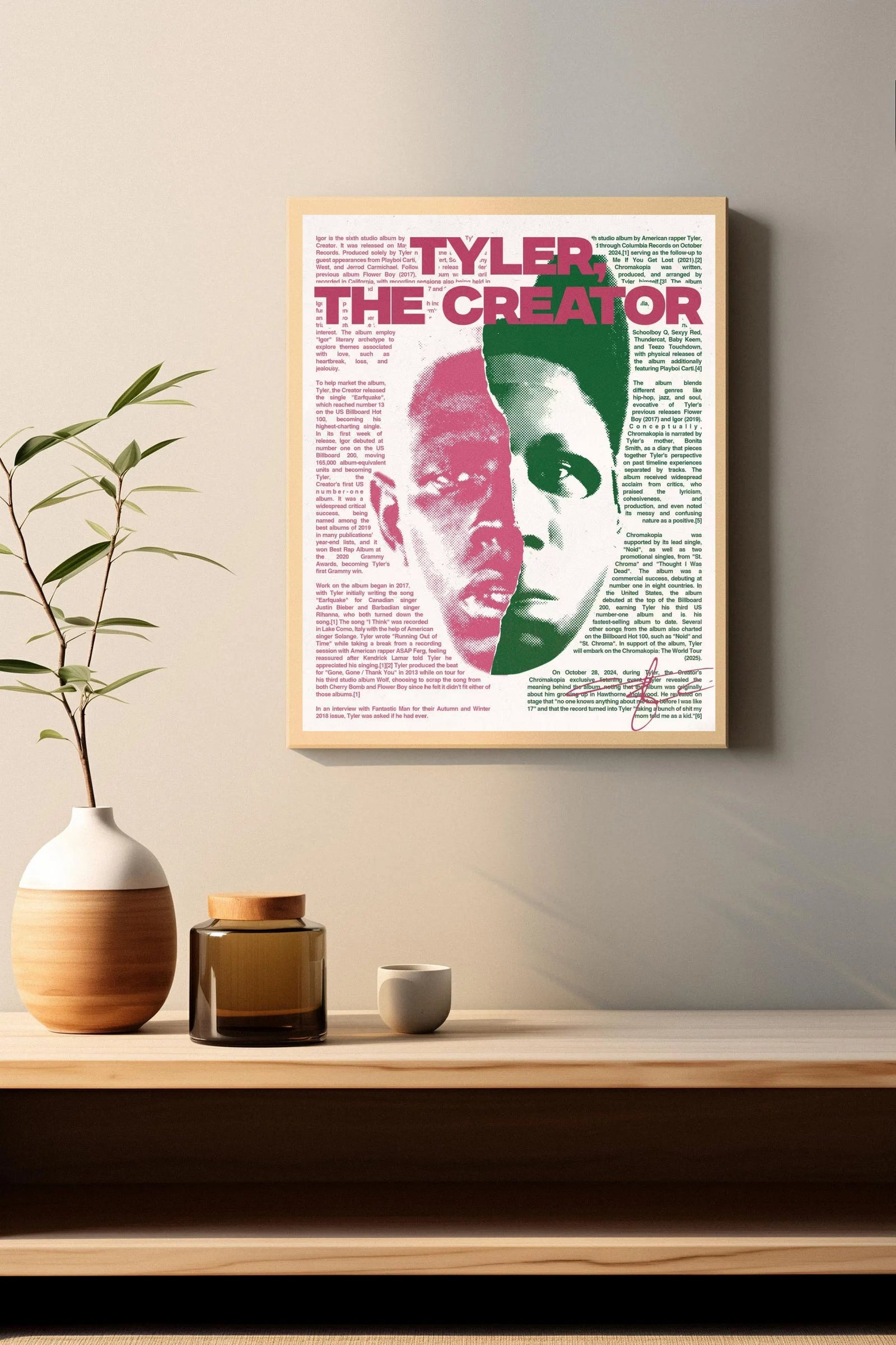 Tyler, The Creator Split Face Typographic Lyric album cover poster print wall art decor