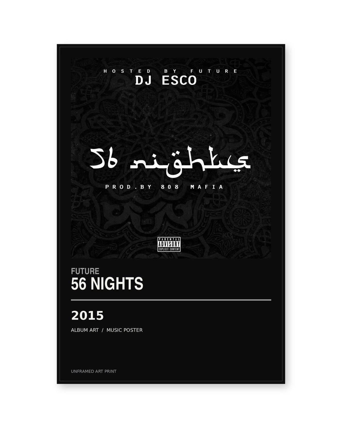 Future 56 Nights unframed album poster - white background