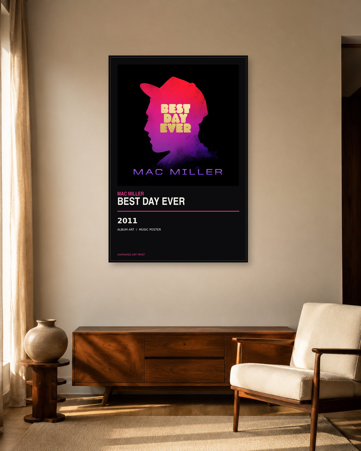 Best Day Ever Mac Miller unframed album poster - living-room view