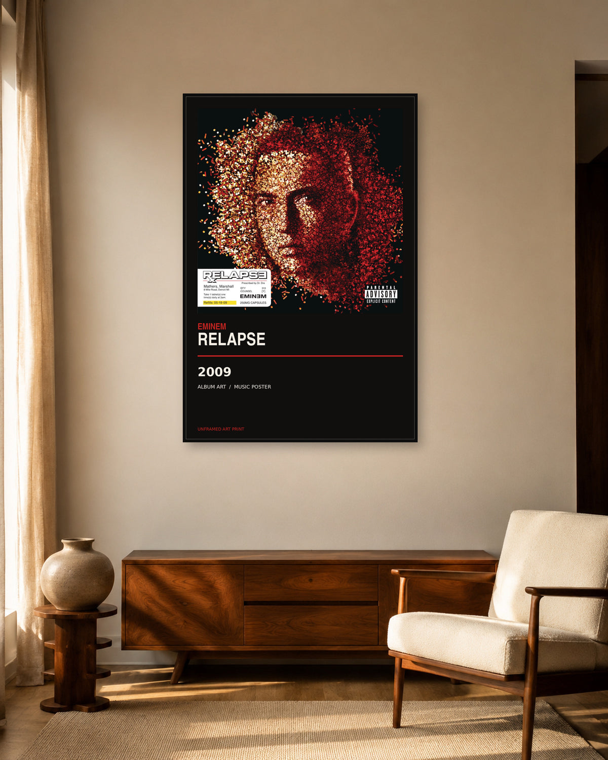 Eminem Relapse unframed album poster - living room scene
