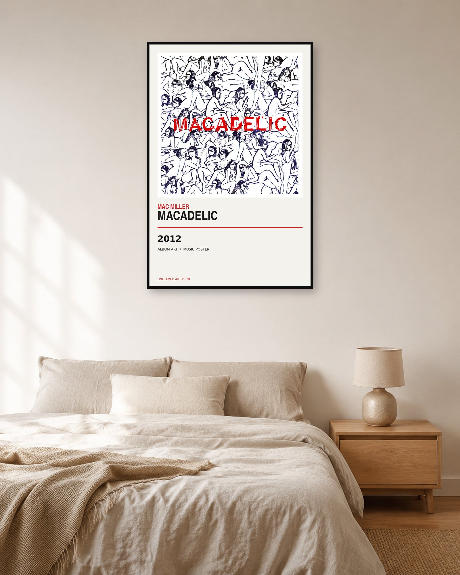 Macadelic Mac Miller unframed album poster - bedroom view