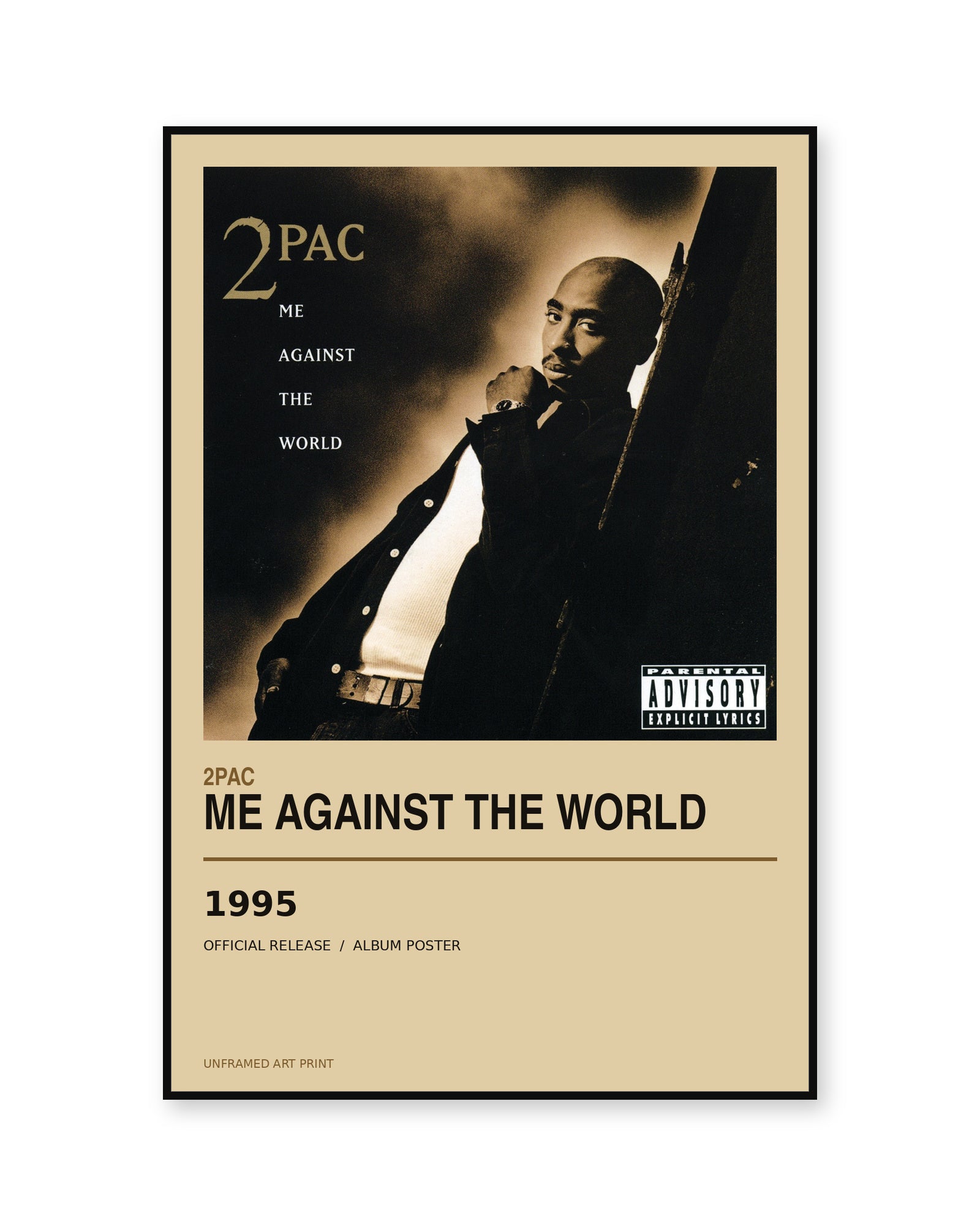 2Pac Me Against the World album poster - white background view