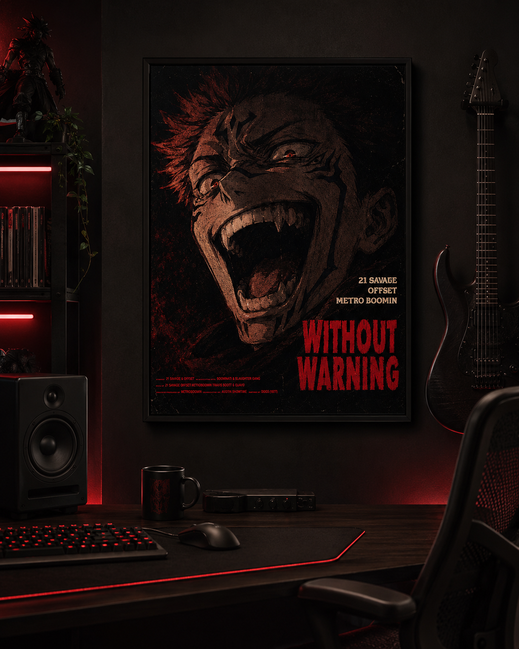 Ryomen Sukuna x Without Warning  | Dark Anime-Inspired Unframed Wall Art album cover poster print wall art decor