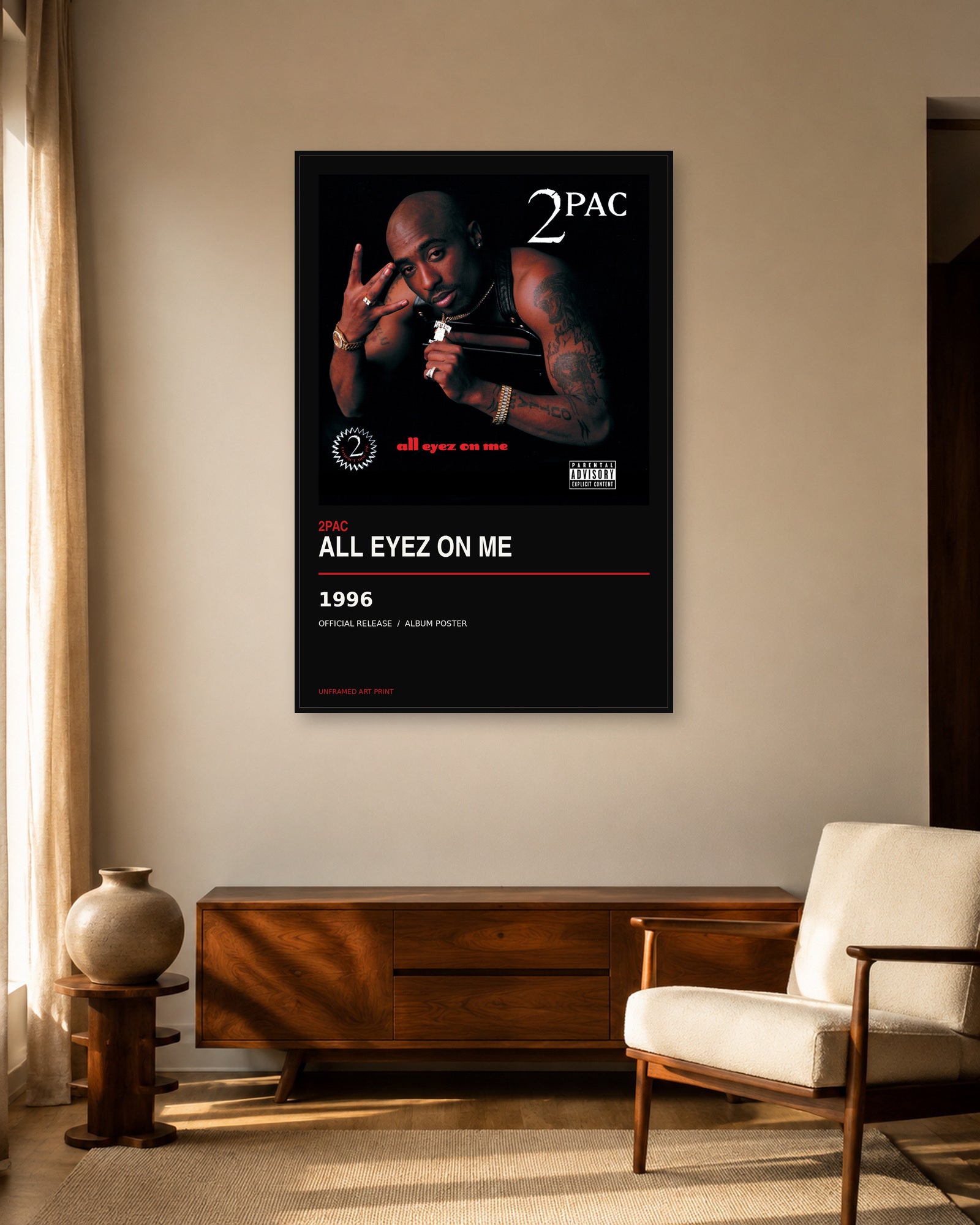 2Pac All Eyez on Me album poster - living room view