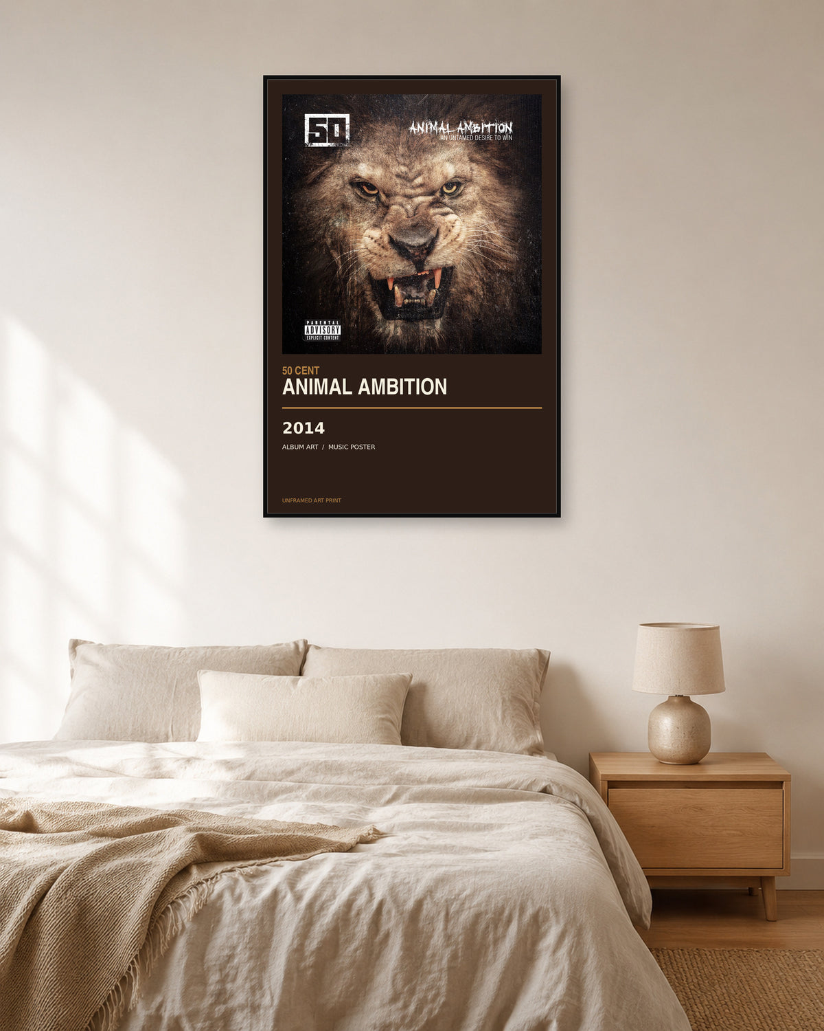 Animal Ambition 50 Cent unframed album poster - bedroom view