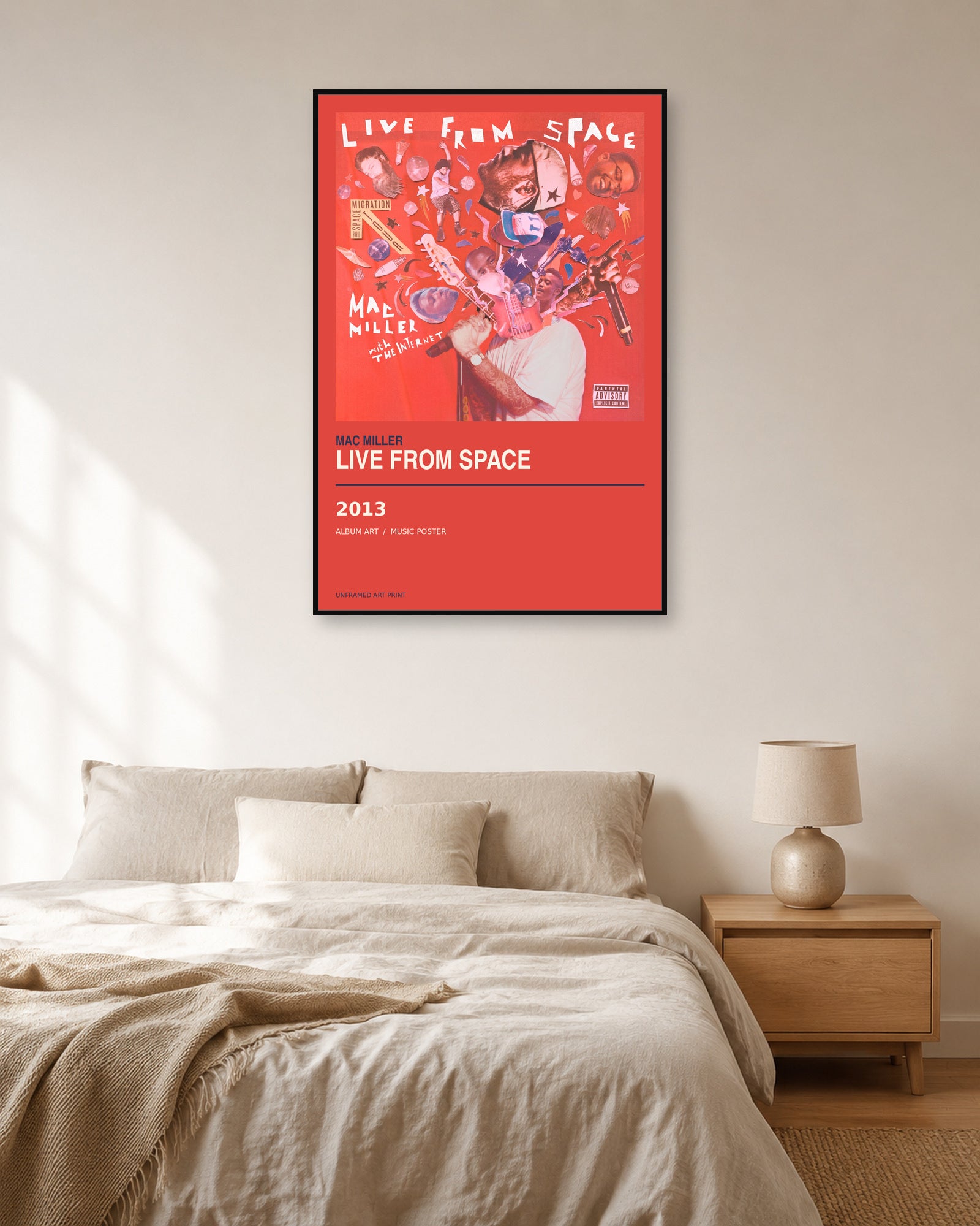 Live From Space Mac Miller unframed album poster - bedroom view