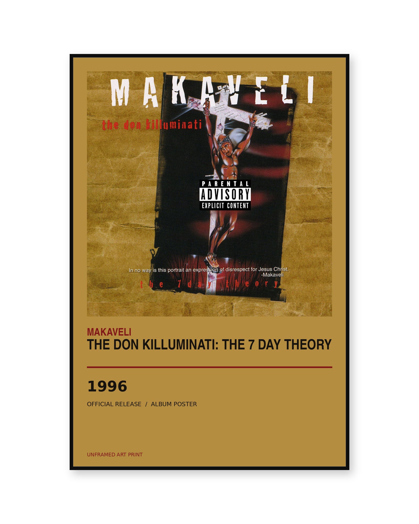 2Pac The Don Killuminati: The 7 Day Theory album poster - white background view