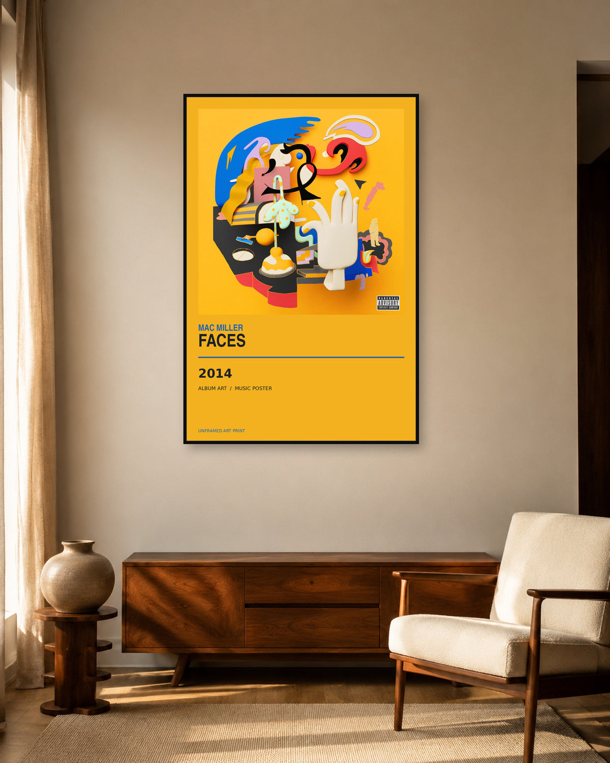 Faces Mac Miller unframed album poster - living-room view