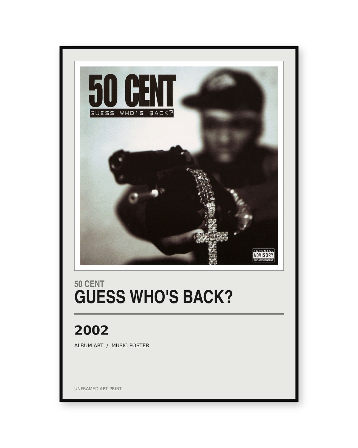 Guess Who’s Back? 50 Cent unframed album poster - white background view