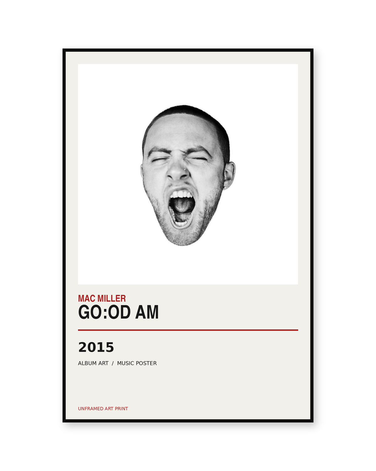 GO:OD AM Mac Miller unframed music poster - white-background view