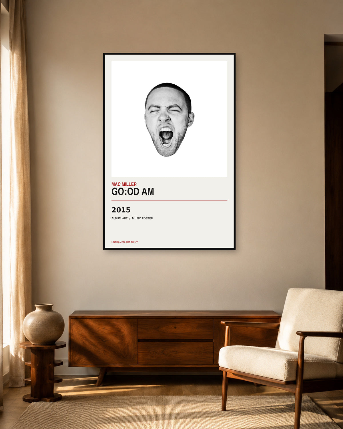 GO:OD AM Mac Miller unframed music poster - living-room view