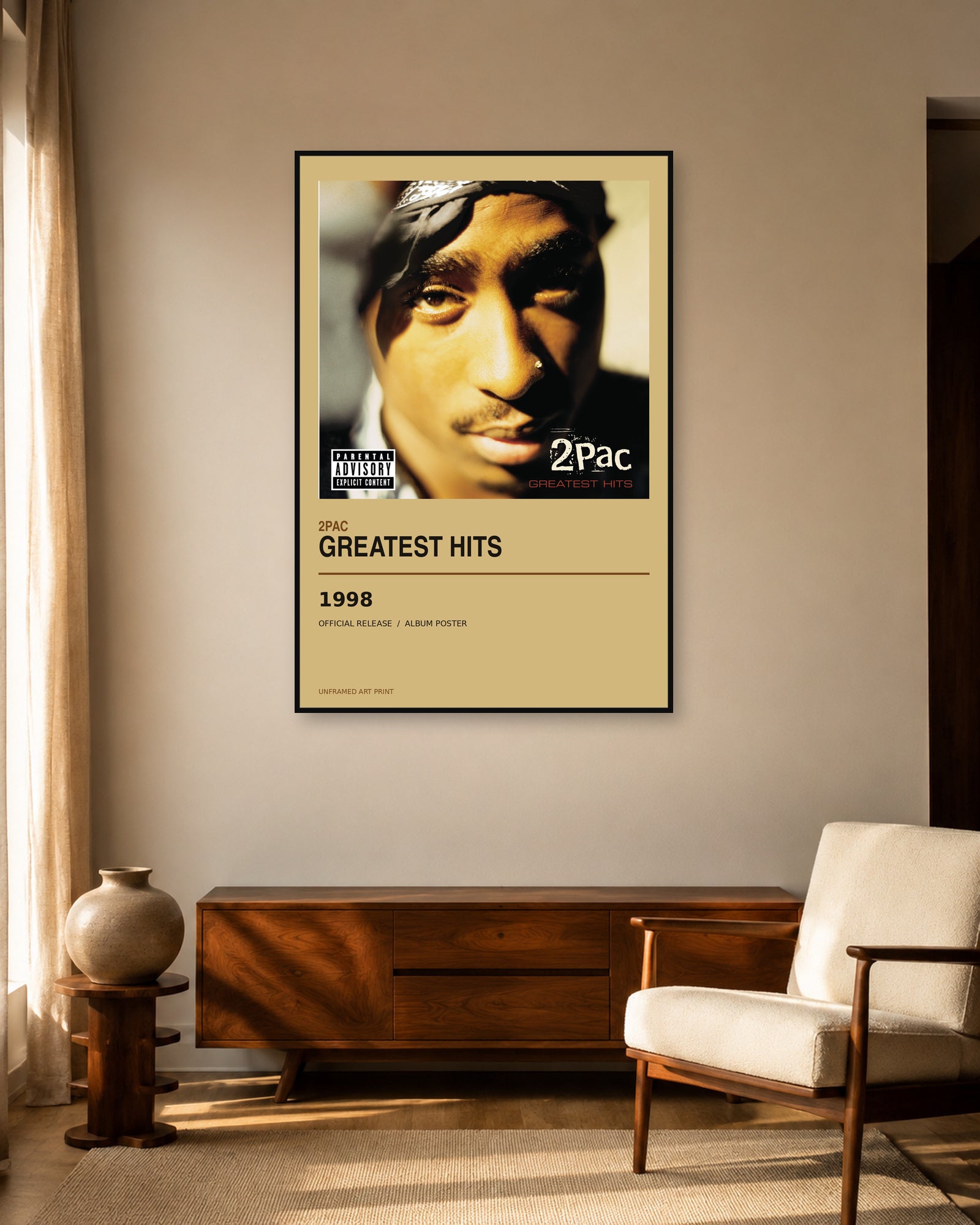 2Pac Greatest Hits album poster - living room view