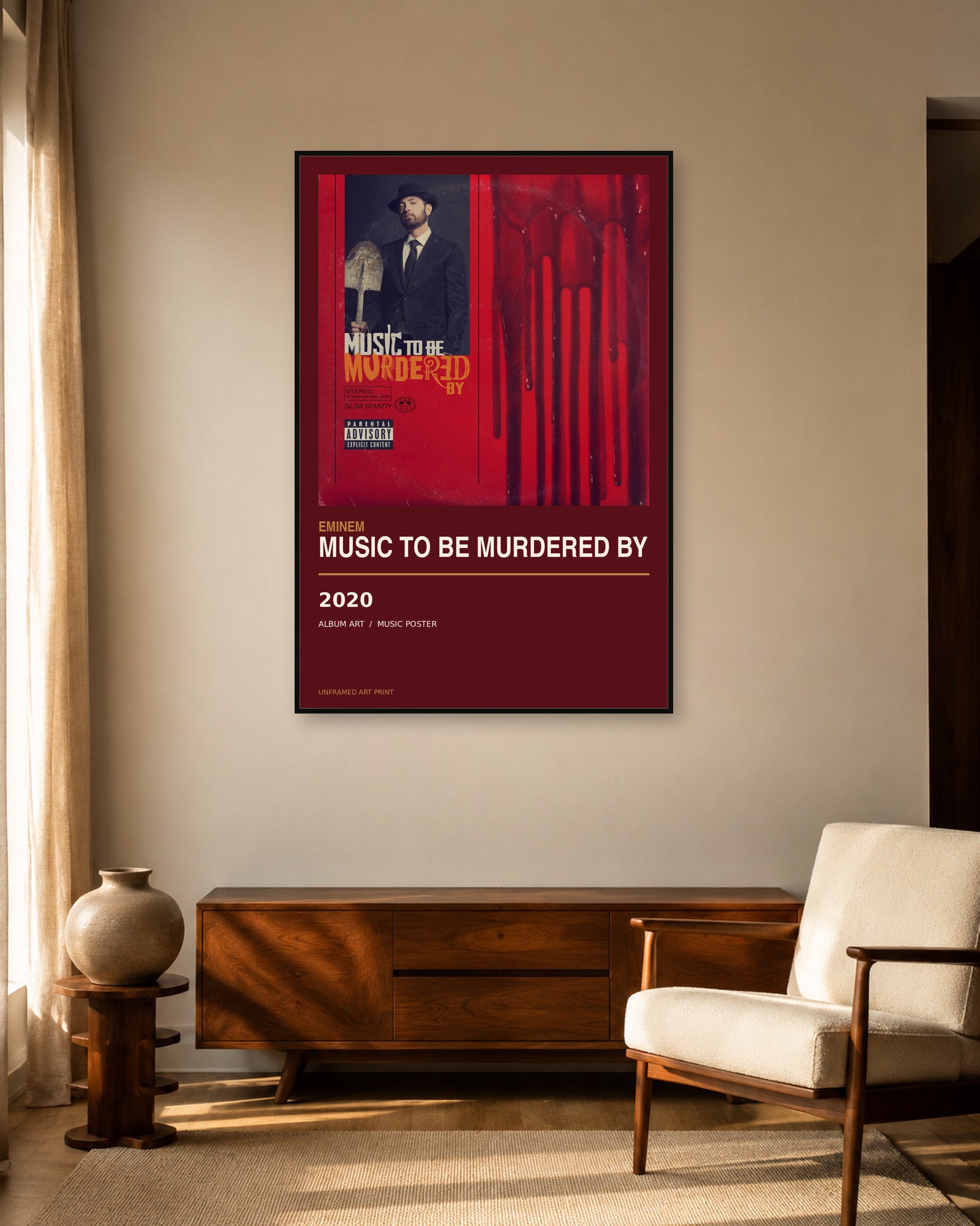 Eminem Music To Be Murdered By unframed album poster - living room scene