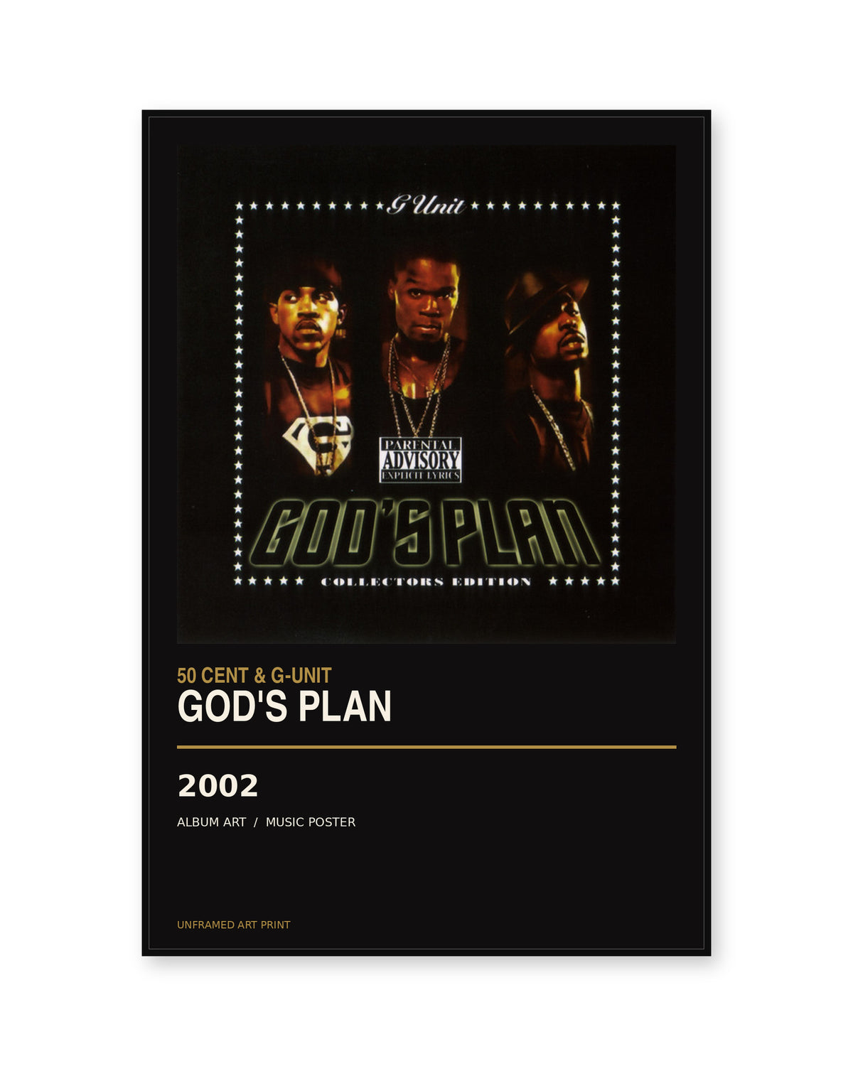God’s Plan 50 Cent unframed album poster - white background view