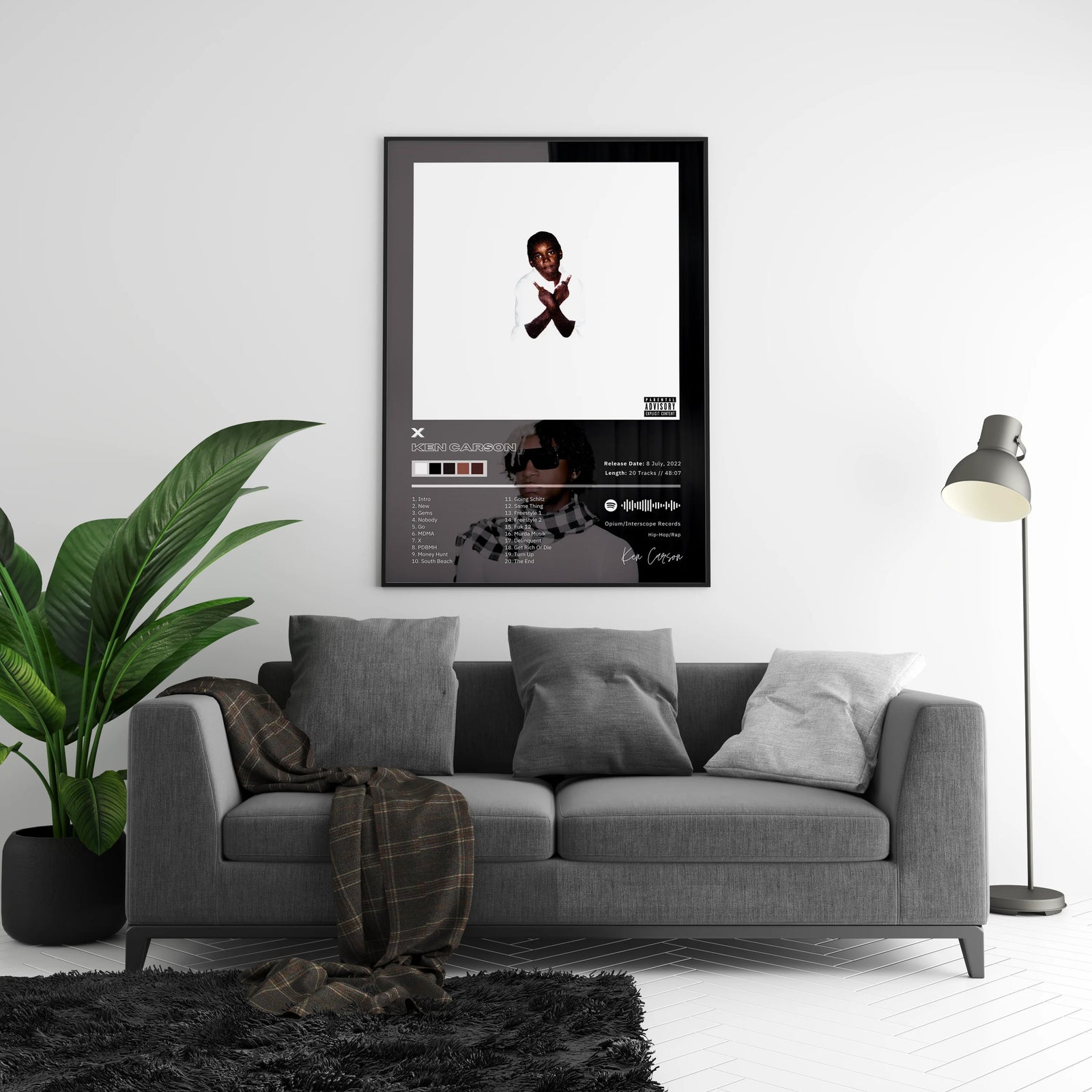 Ken Carson X Tracklist | Unframed Bedroom album cover poster print wall art decor