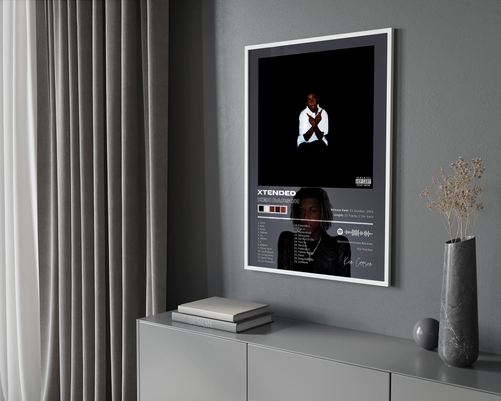 Ken Carson XTENDED Tracklist | Unframed Bedroom album cover poster print wall art decor