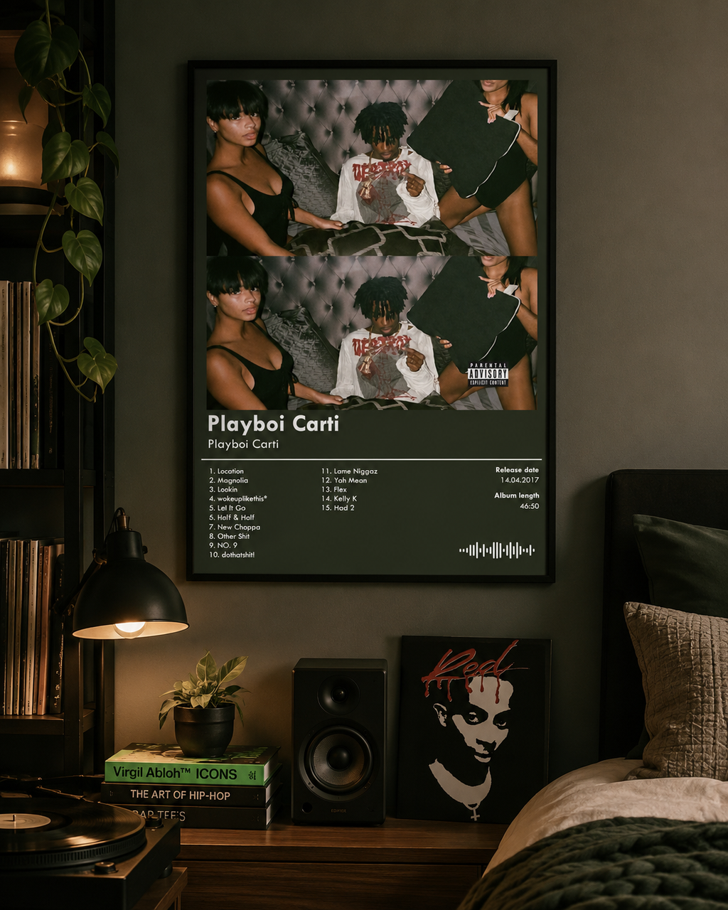 Playboi Carti Self-Titled Tracklist  | Unframed Bedroom Wall Art album cover poster print wall art decor