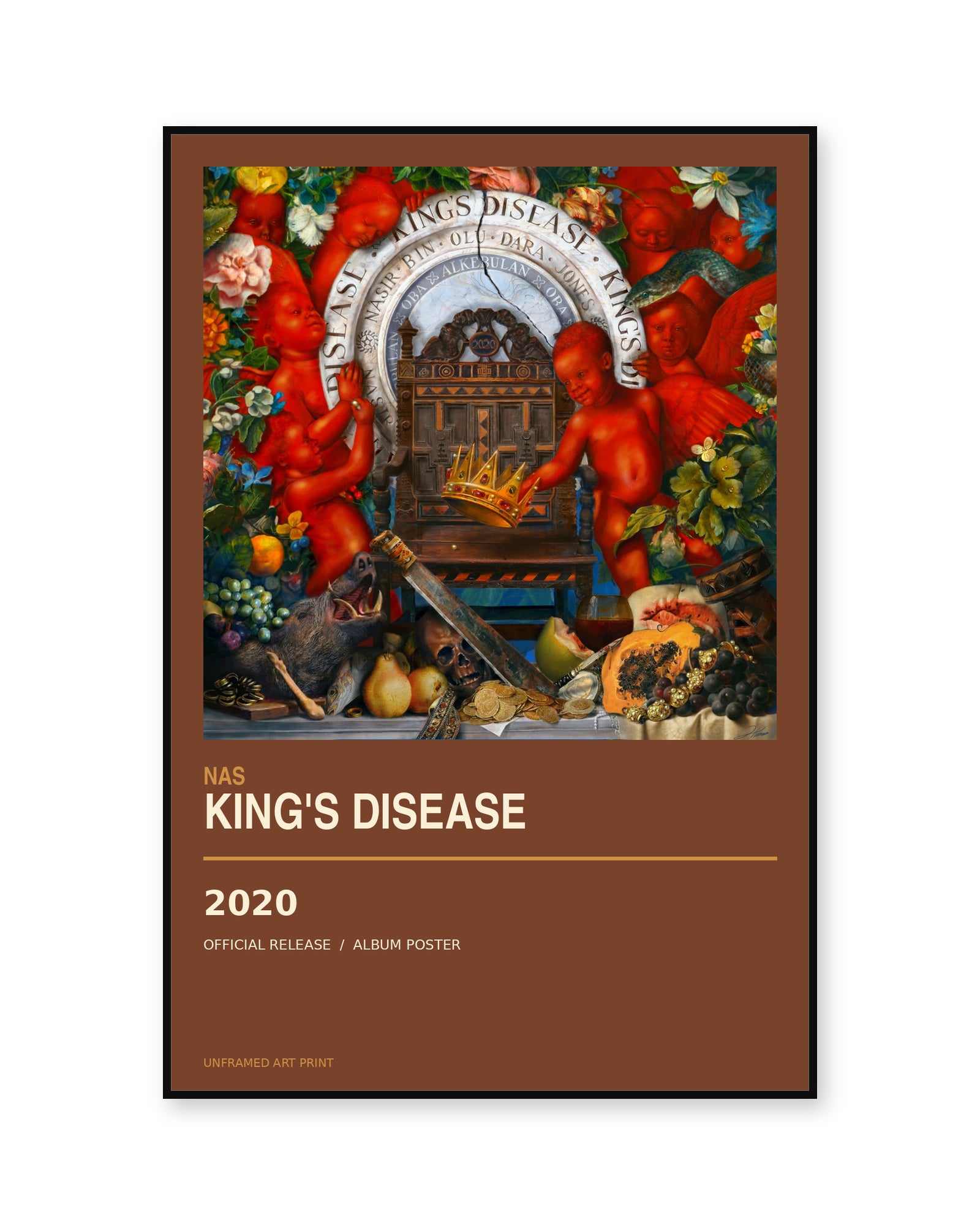 Nas King's Disease album poster - white background view