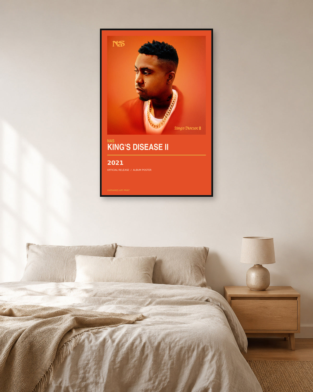 Nas King's Disease II album poster - bedroom view