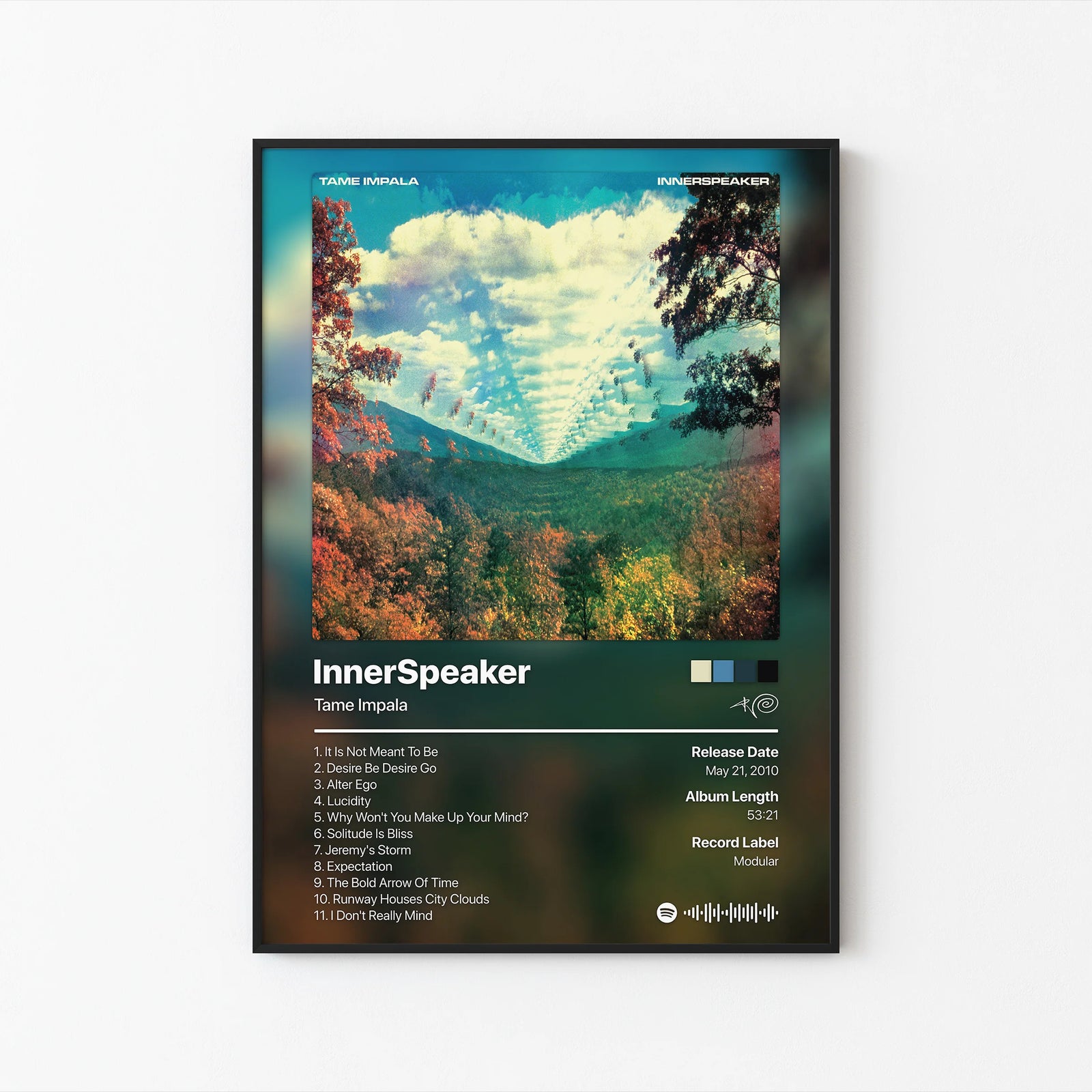 Tame Impala InnerSpeaker Tracklist | Unframed Bedroom album cover poster print wall art decor