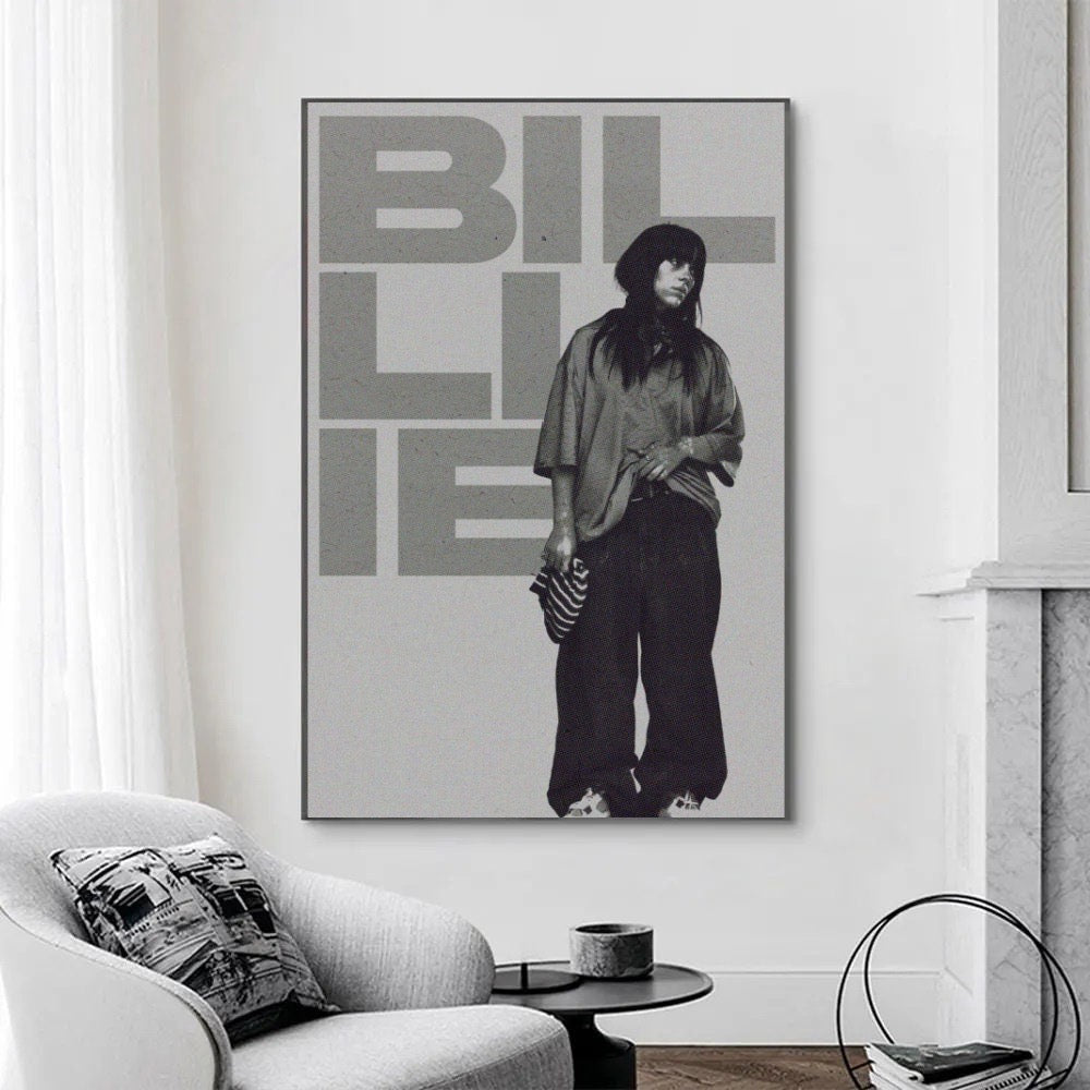 Billie Eilish Minimalist Typography Portrait album cover poster print wall art decor
