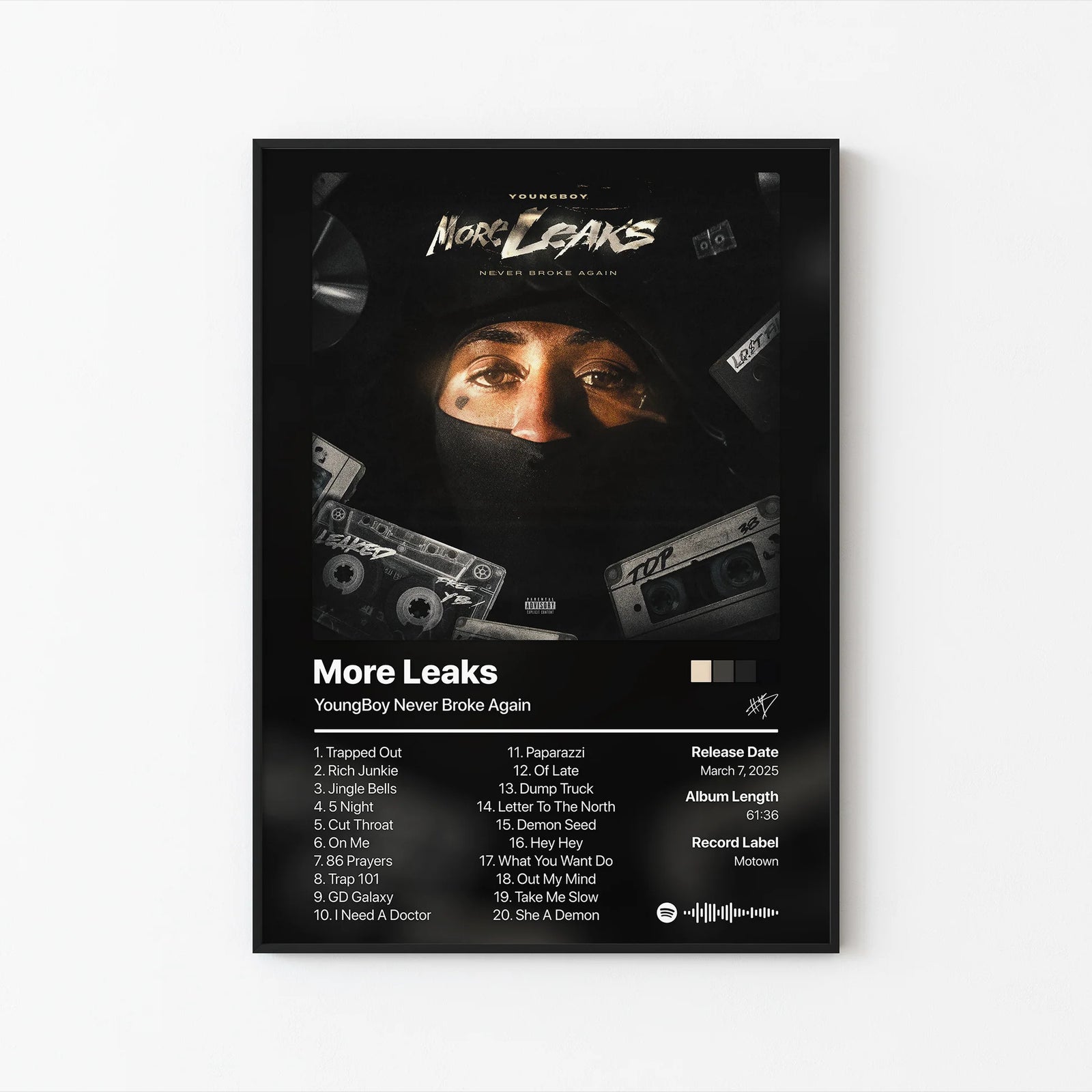 YoungBoy Never Broke Again More Leaks Tracklist | Unframed Bedroom album cover poster print wall art decor