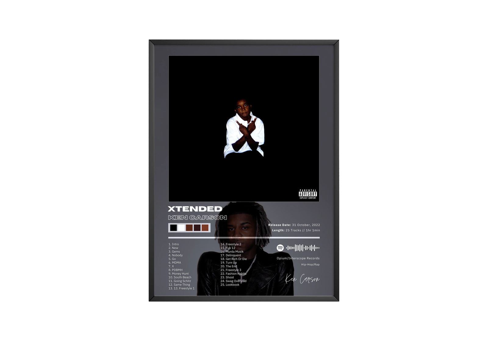 Ken Carson XTENDED Tracklist | Unframed Bedroom album cover poster print wall art decor