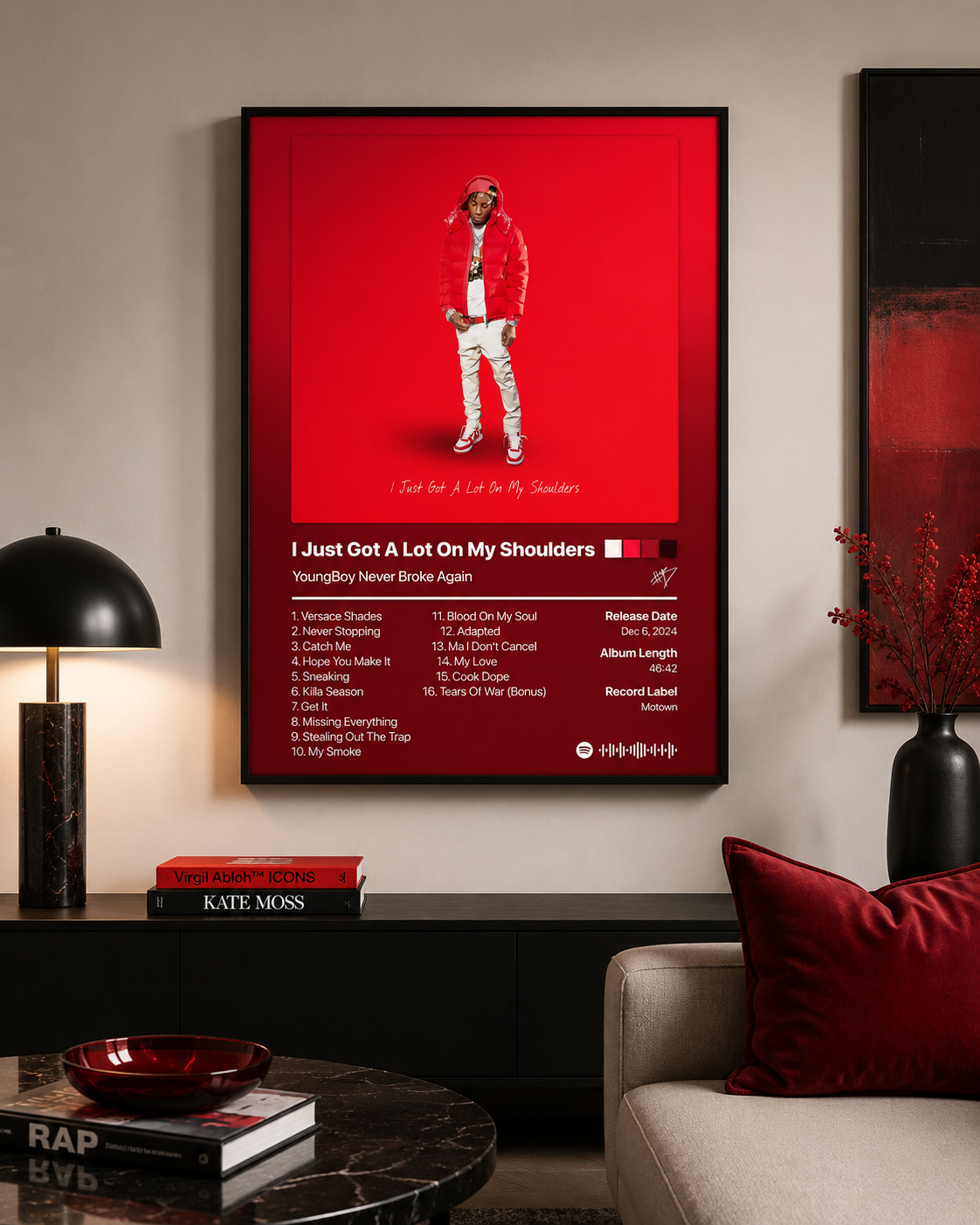 YoungBoy Never Broke Again I Just Got A Lot On My Shoulders Tracklist Poster | Unframed Bedroom Wall Art