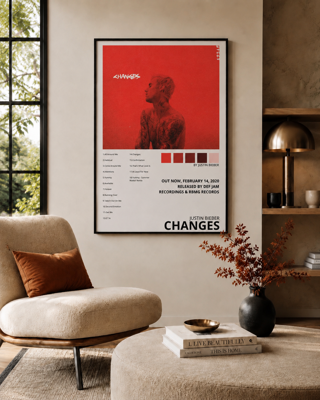 Justin Bieber Changes   | Waterproof Non-Woven Fabric album cover poster print wall art decor