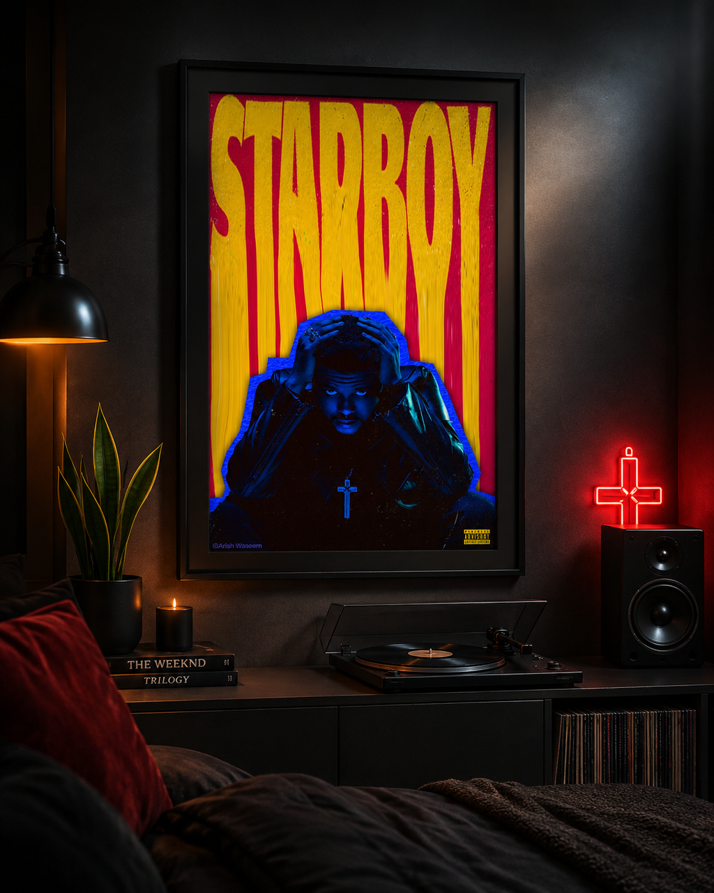 The Weeknd Starboy Wall Art Print - Premium Canvas , Music  Decor album cover poster print wall art decor