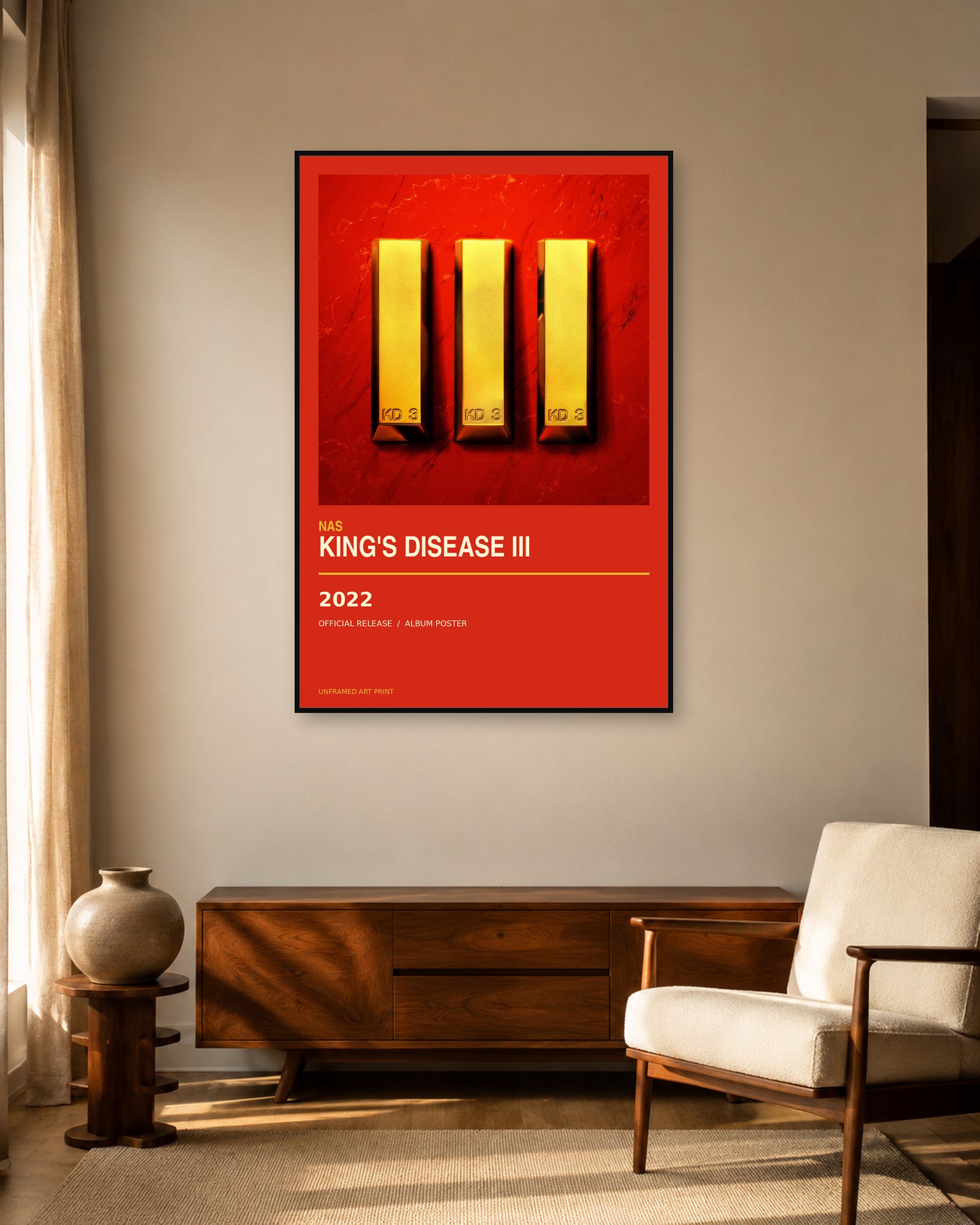 Nas King's Disease III album poster - living room view