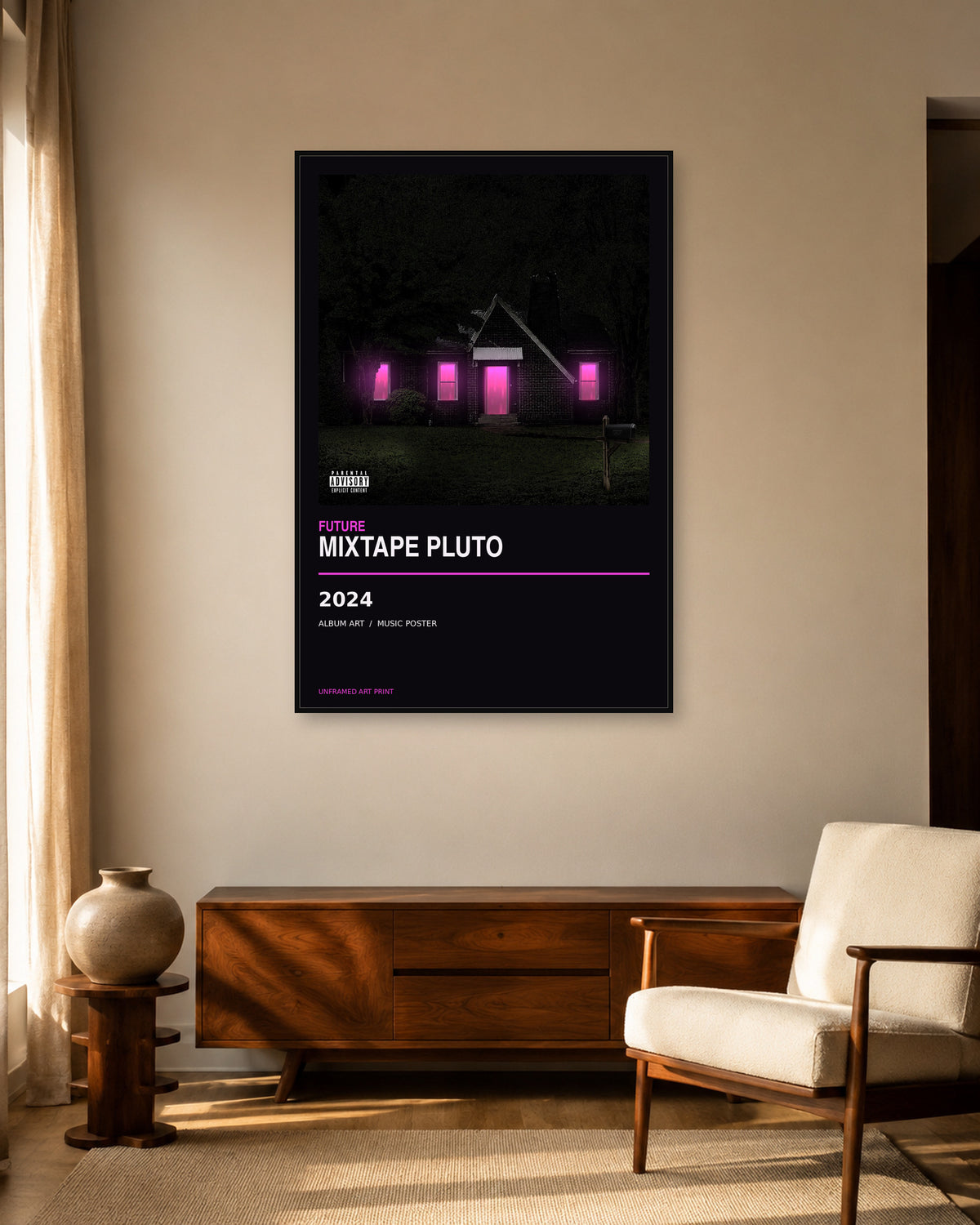 Future MIXTAPE PLUTO unframed album poster - living room scene