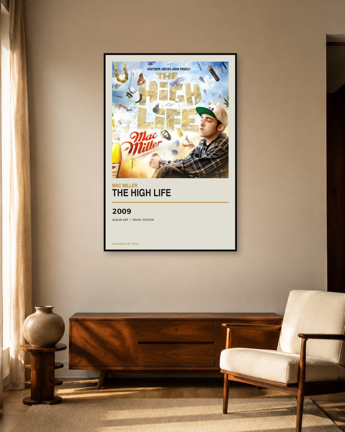 The High Life Mac Miller unframed music poster - living-room view
