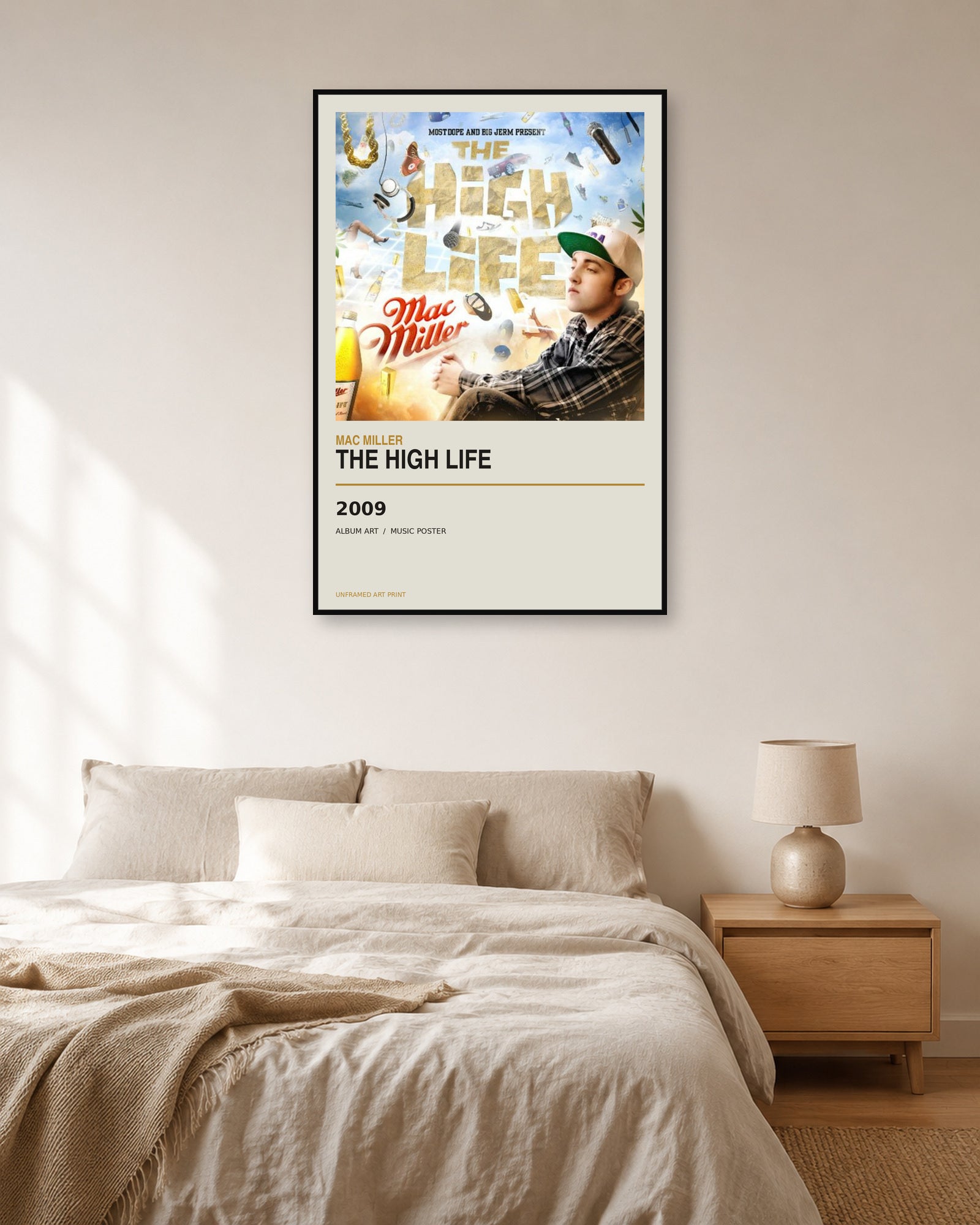 The High Life Mac Miller unframed music poster - bedroom view