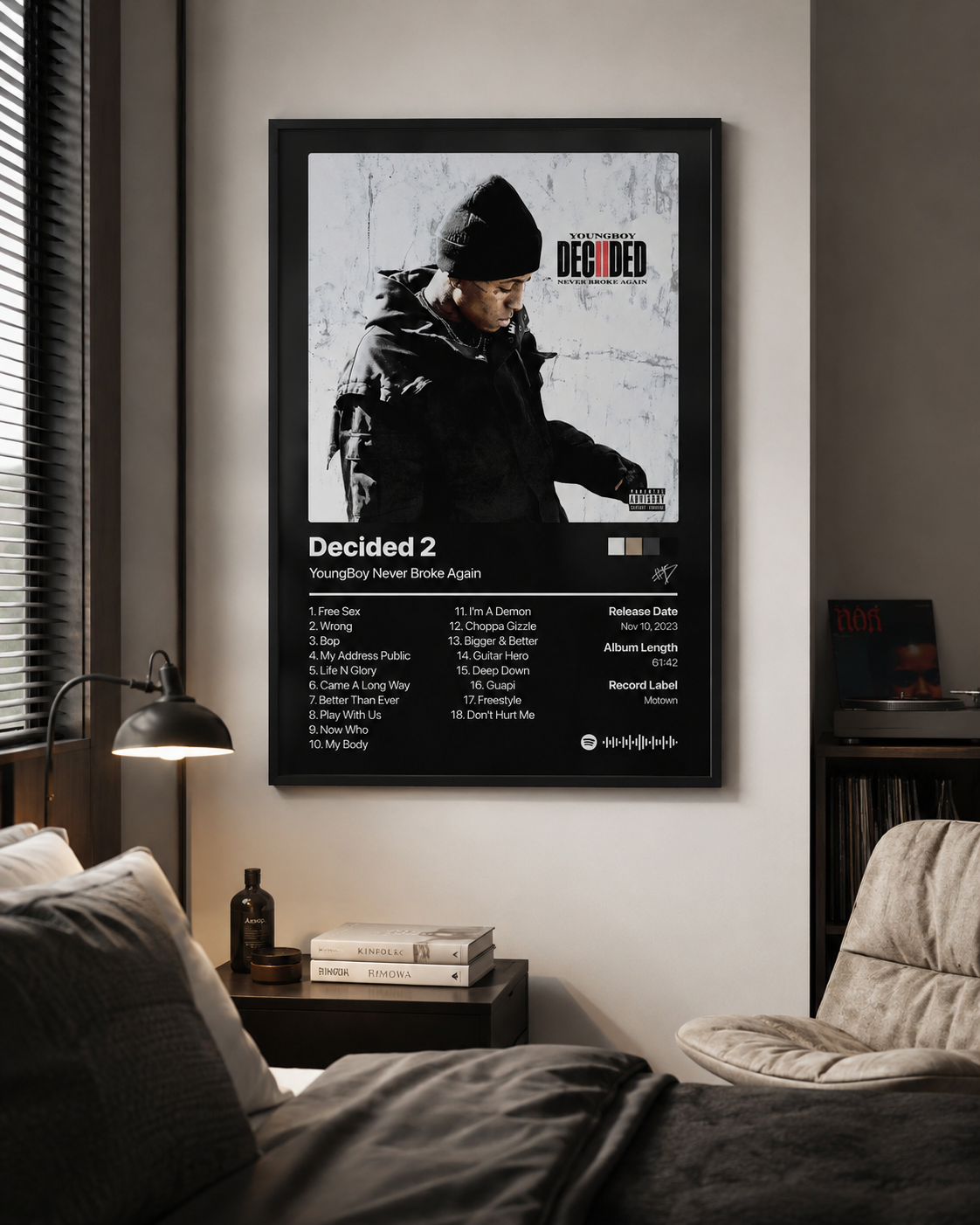 YoungBoy Never Broke Again Decided 2 Tracklist | Unframed Bedroom album cover poster print wall art decor