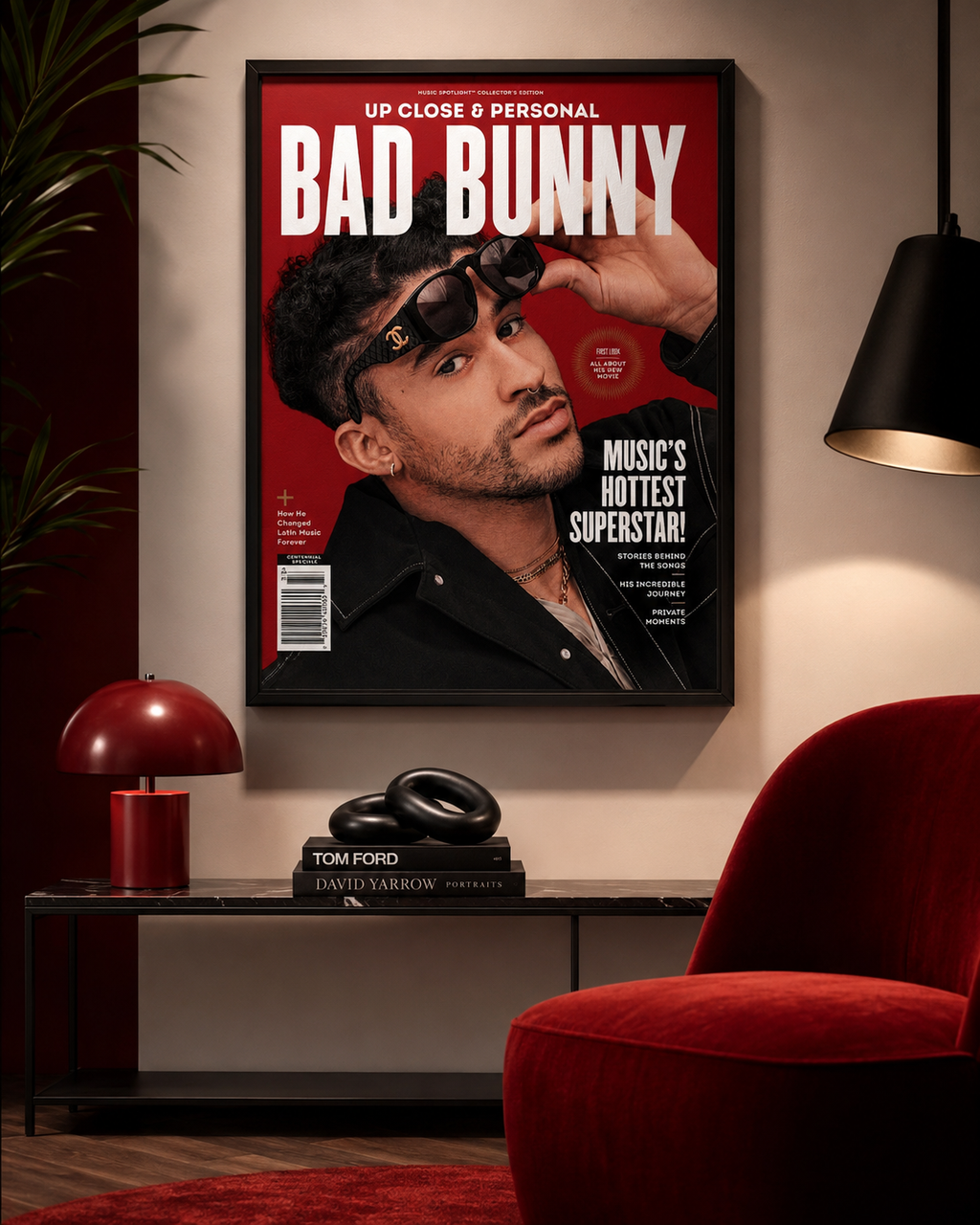 Bad Bunny Red Portrait  | Unframed Bedroom Wall Art album cover poster print wall art decor