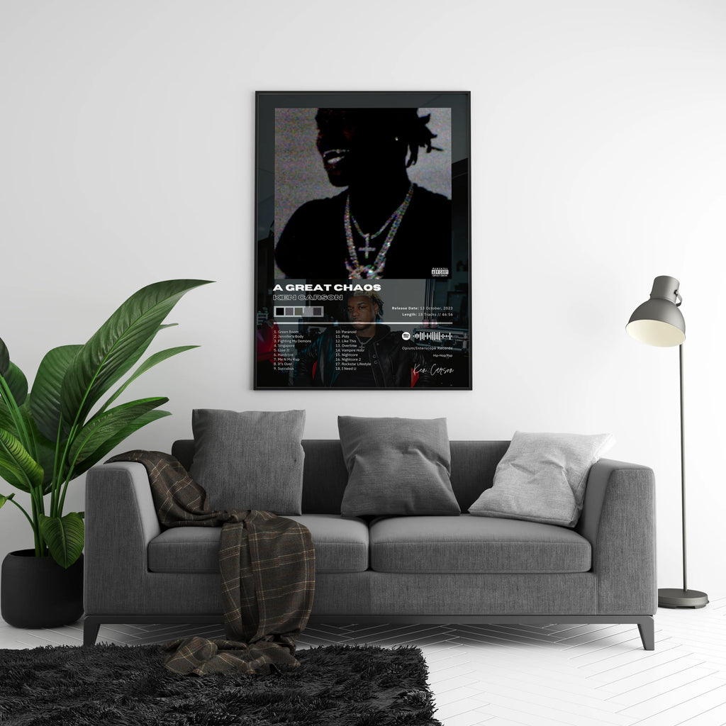 Ken Carson A Great Chaos Tracklist  | Unframed Bedroom Wall Art album cover poster print wall art decor