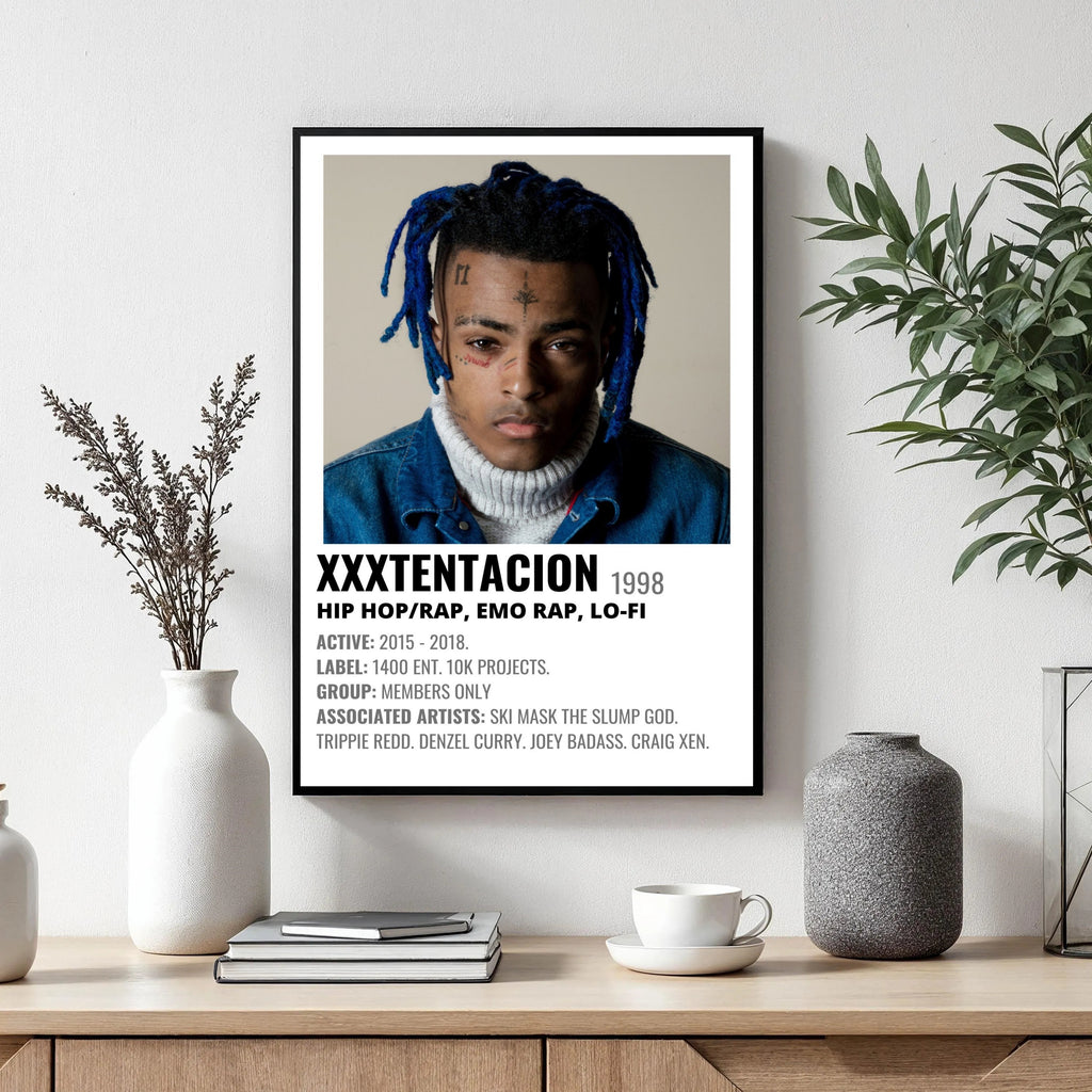 XXXTentacion XXXTENTACION Blue Dreads Polaroid Style Art album cover poster print wall art decor