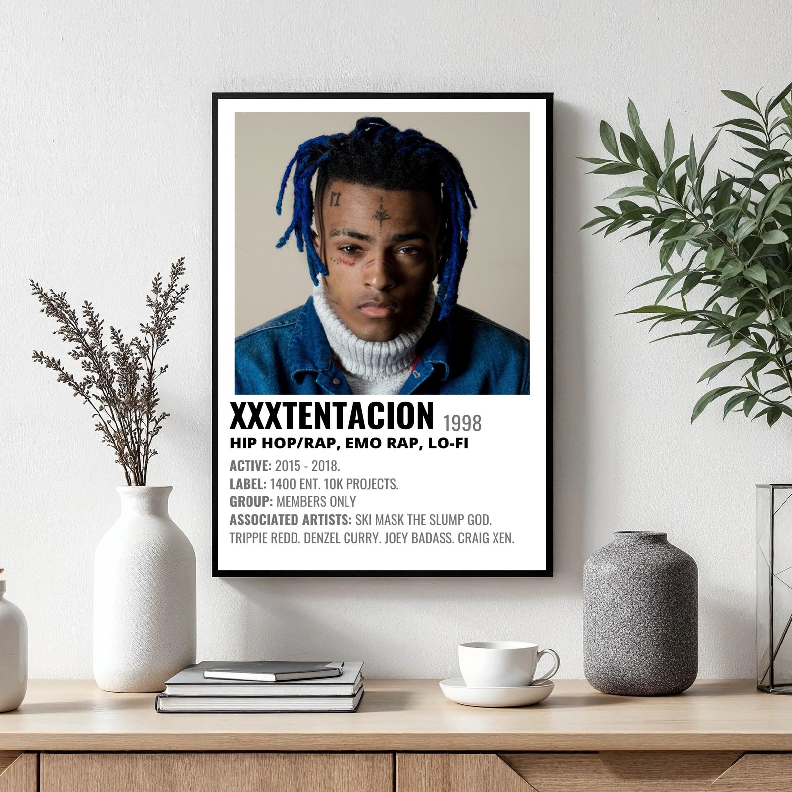 XXXTentacion XXXTENTACION Blue Dreads Polaroid Style Art album cover poster print wall art decor