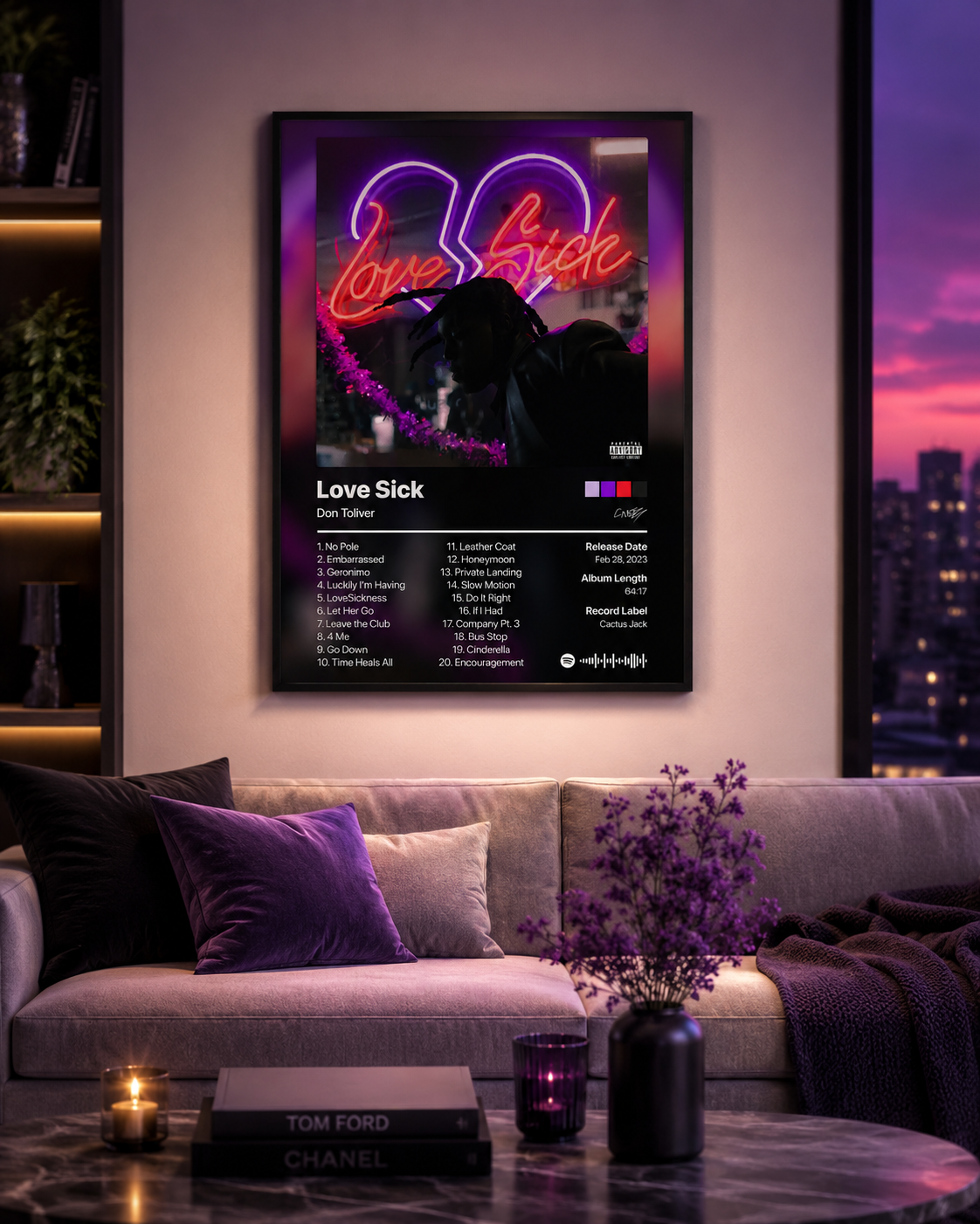 Don Toliver Love Sick Tracklist Poster | Unframed Bedroom Wall Art