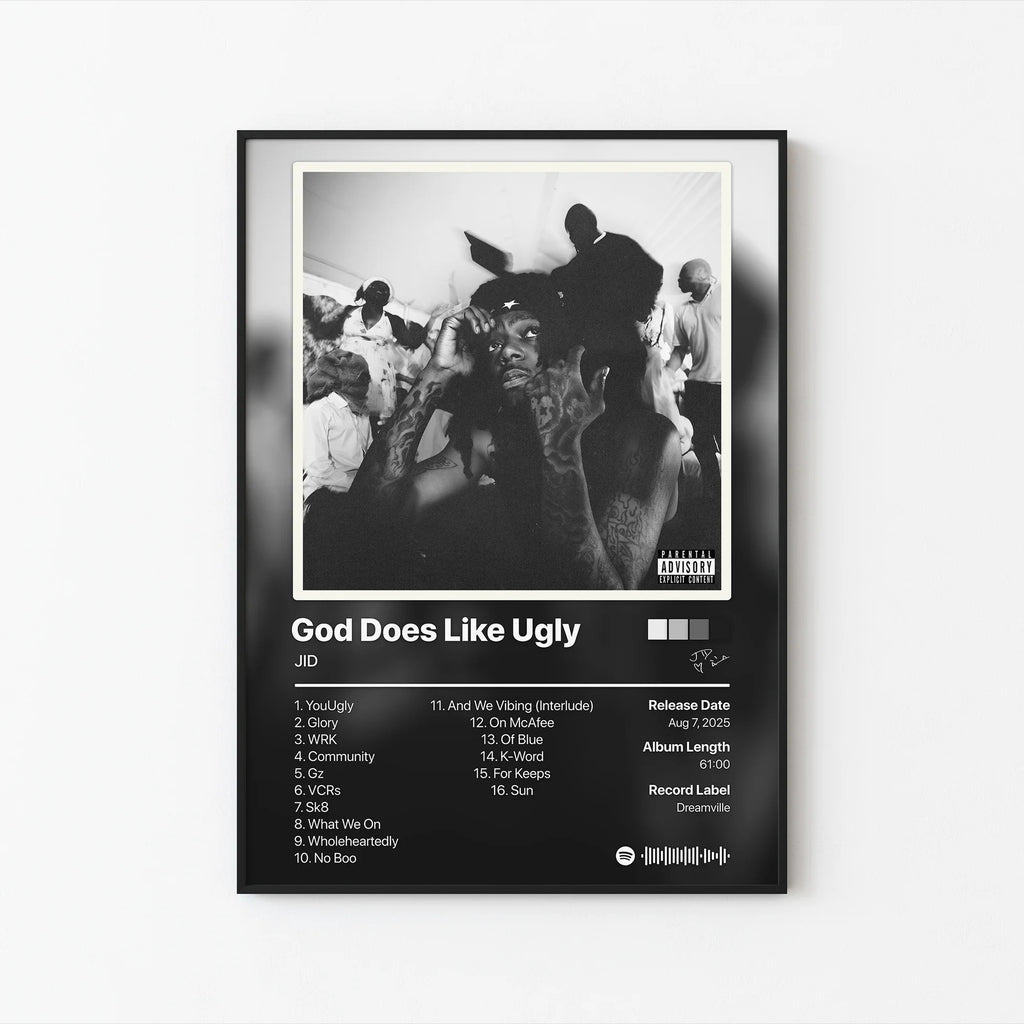 JID God Does Like Ugly Tracklist  | Unframed Bedroom Wall Art album cover poster print wall art decor